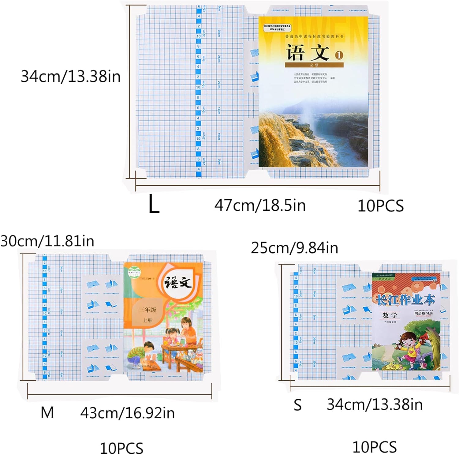 UCRAVO 30pcs Book Covers Waterproof Plastic Transparent Paper Sticker Book Cover for Textbooks Biding Cover Protective Thick Sticky Cover for Students School Office Self-Adhesive (3 Different Size)