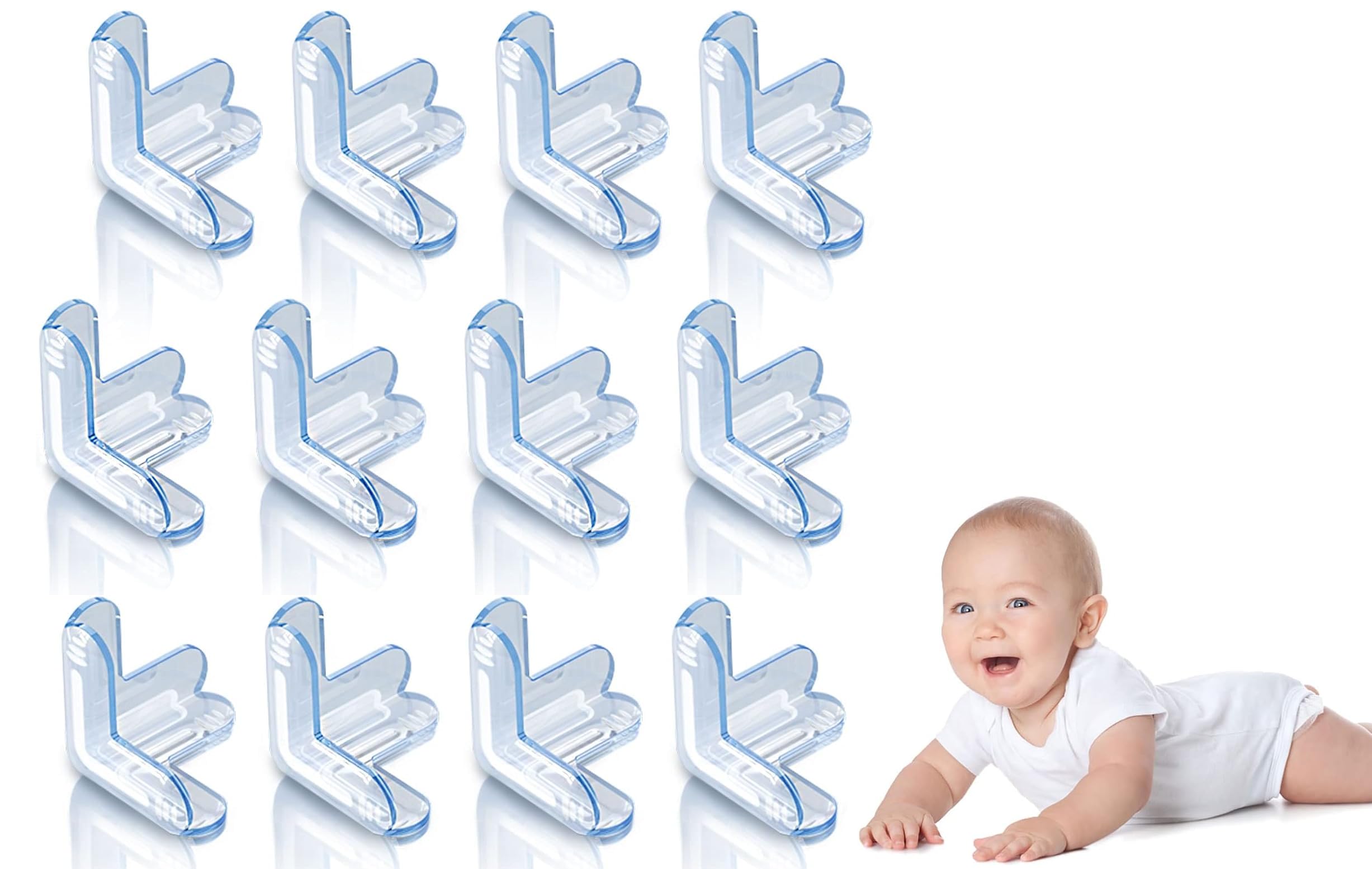 UCRAVO 8 pcs Brown Baby Safety Table Corner Protectors, Furniture Corner and Edge Safety Bumpers, Soft Rubber Foam Cushion Covers, 3M Taped Corner Guards, Baby Child Proofing Pads Rubber Corners