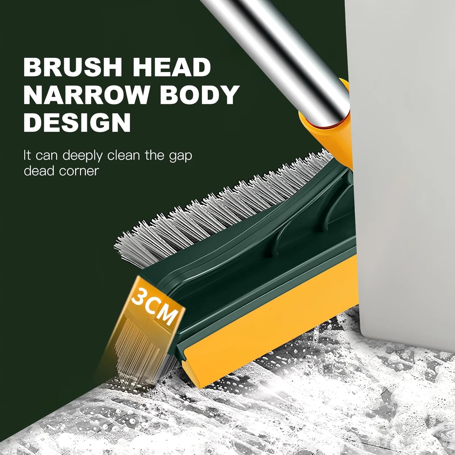 UCRAVO Floor Scrub Brush 3 in 1 Multifunctional Scrape Brush with Squeegee Long Handle Scrub Brush with V-Shaped Bristles Flexible Cleaning Magic Broom Brush for Floor Bathroom Kitchen Wall Deck Tile