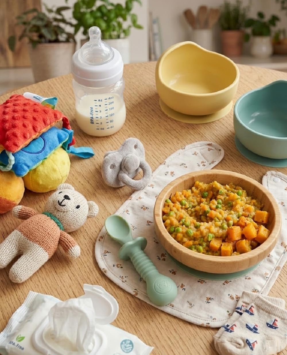 UCRAVO Baby Training Spoon and Fork Set for Self Feeding | BPA Free Silicone Toddler Spoon Fork Set | Soft Tip Baby Feeding Utensils with Anti Choke Guard | Baby Led Weaning Spoon Fork Set for Infants & Toddlers (Green)