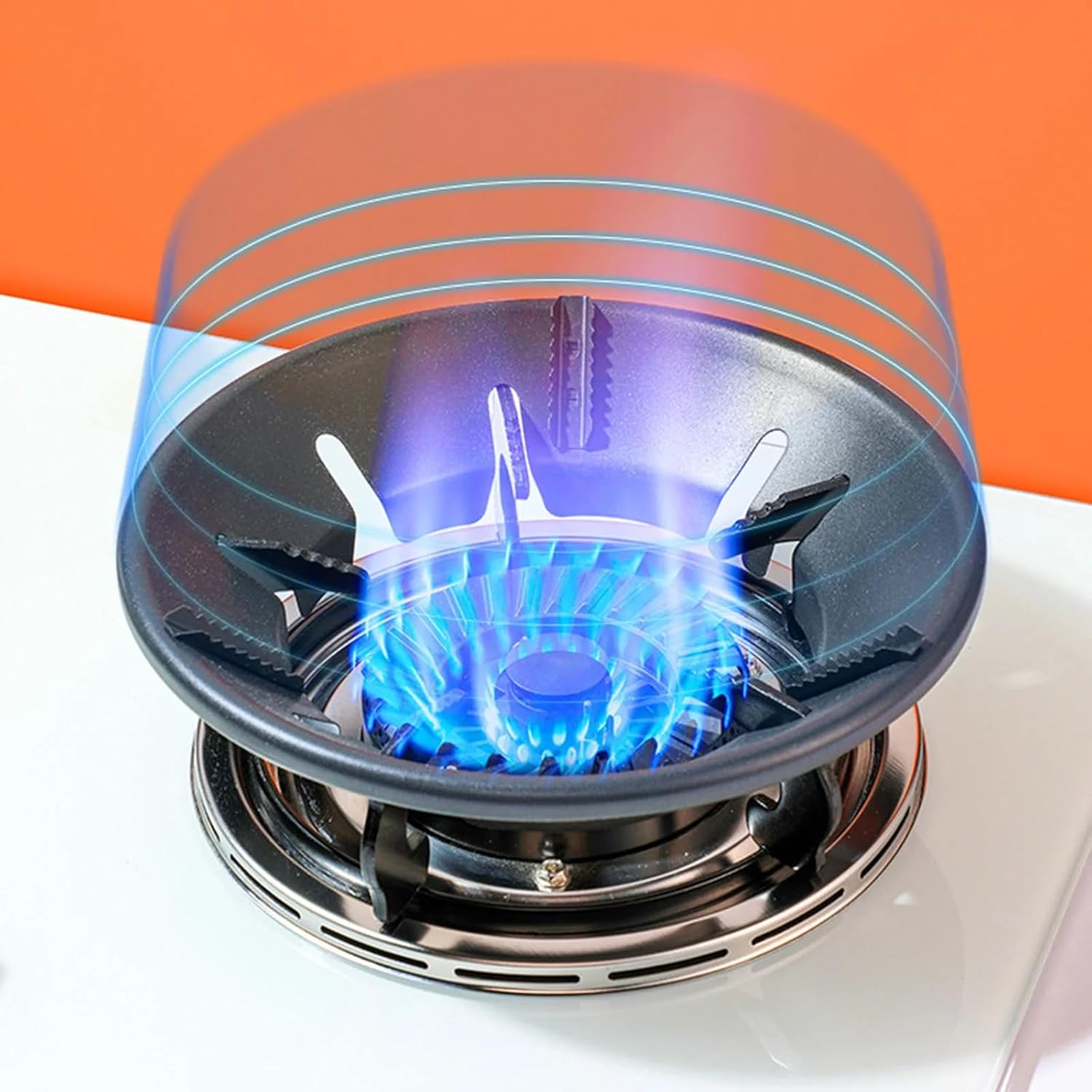 UCRAVO Silver 1Pcs Heavy Material Gas Stove Burner Stand Gas Chula Burner Gas Saver Jali Ring Fire & Windproof Energy Saving, Gas Chula Support Stand 4 Legs Supported For Indian Gas 0.7mm Thickness