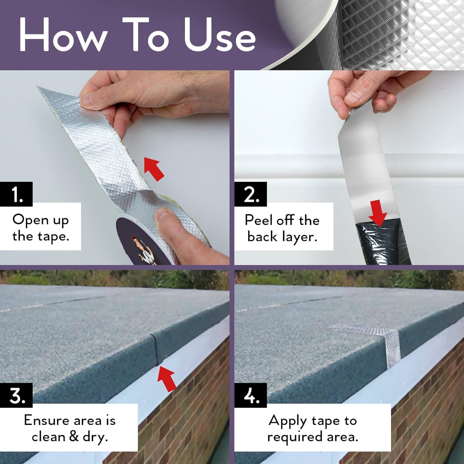 UCRAVO Super Strong Adhesive Waterproof Permanent Repair Aluminum Butyl Tape Rubber Foil Suitable for Roof Leak, Surface Crack, Window Sill Gap, Boat Sealing, Home Renovation(5CM*5M), Silver