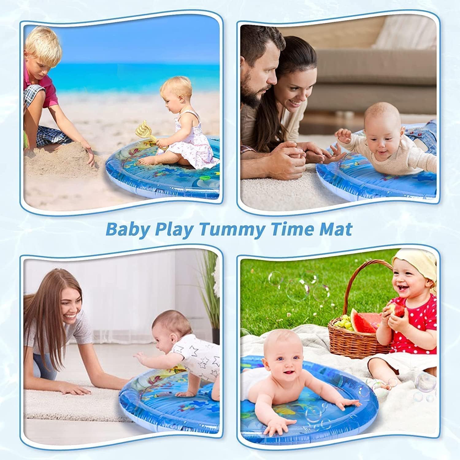 UCRAVO Baby Water Play Mat for Infants & Toddlers Inflatable Tummy Time Splash Pad Babies Sensory with Ocean Animals Leak Proof Baby Activity Toy for Crawling,Early Learning & Motor Skill Development