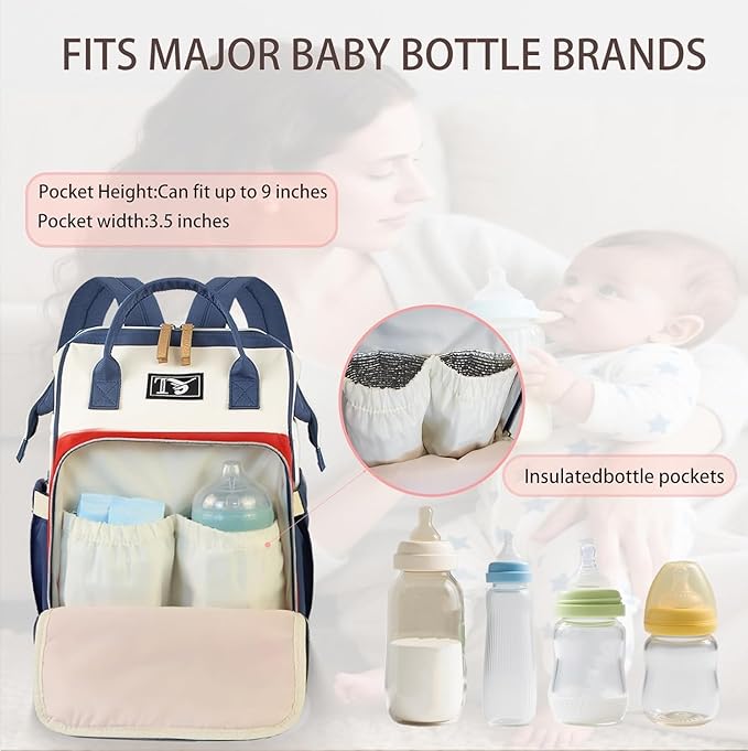 UCRAVO Diaper Bag Backpack for Mothers – Large Capacity Baby Travel Bag with Insulated Bottle Pockets, Waterproof Maternity Nappy Bag, Multi-Function Baby Organizer for Moms & Dads