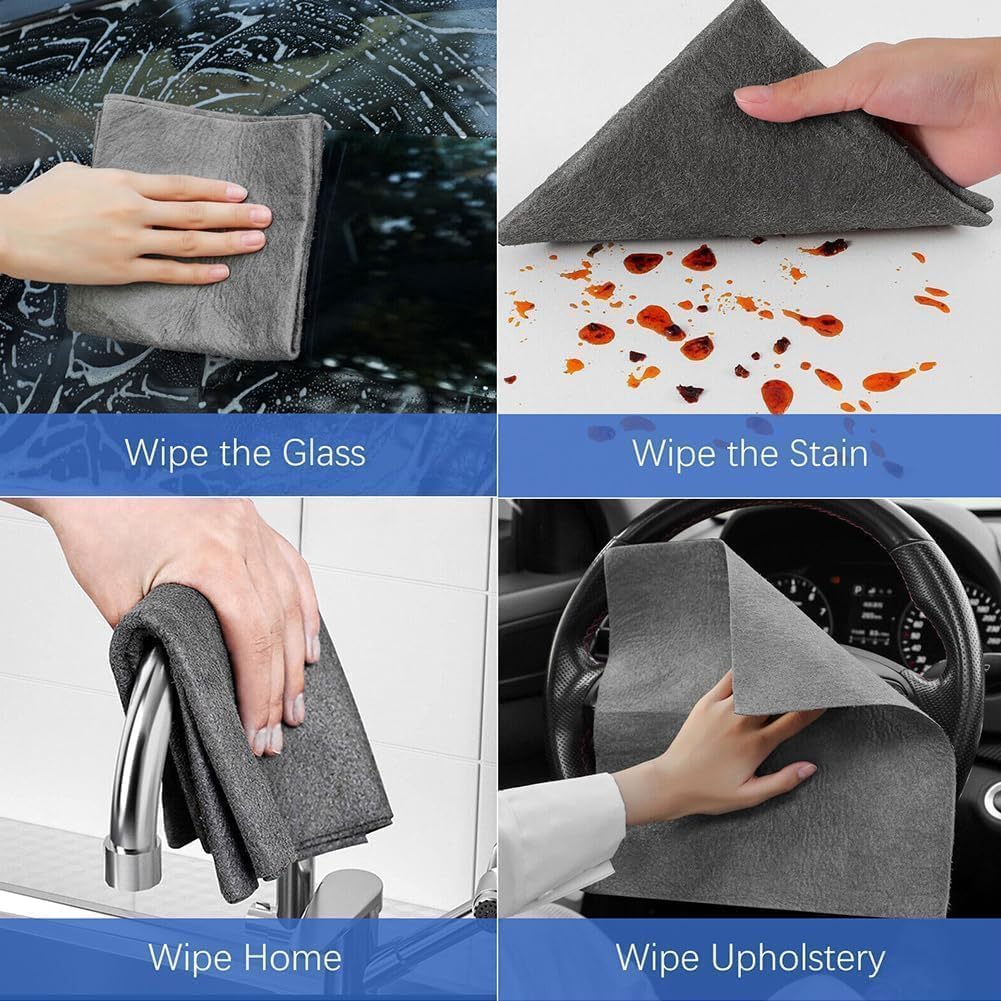 UCRAVO 3Pc Ultra Absorbent Magic Cleaning Cloth 30x30CM Reusable Microfiber Towel for Kitchen,Car,Window & Glass Thick Lint-Free,Streak-Free Miracle Rag for Home,Mirror, & Multi-Surface Cleaning