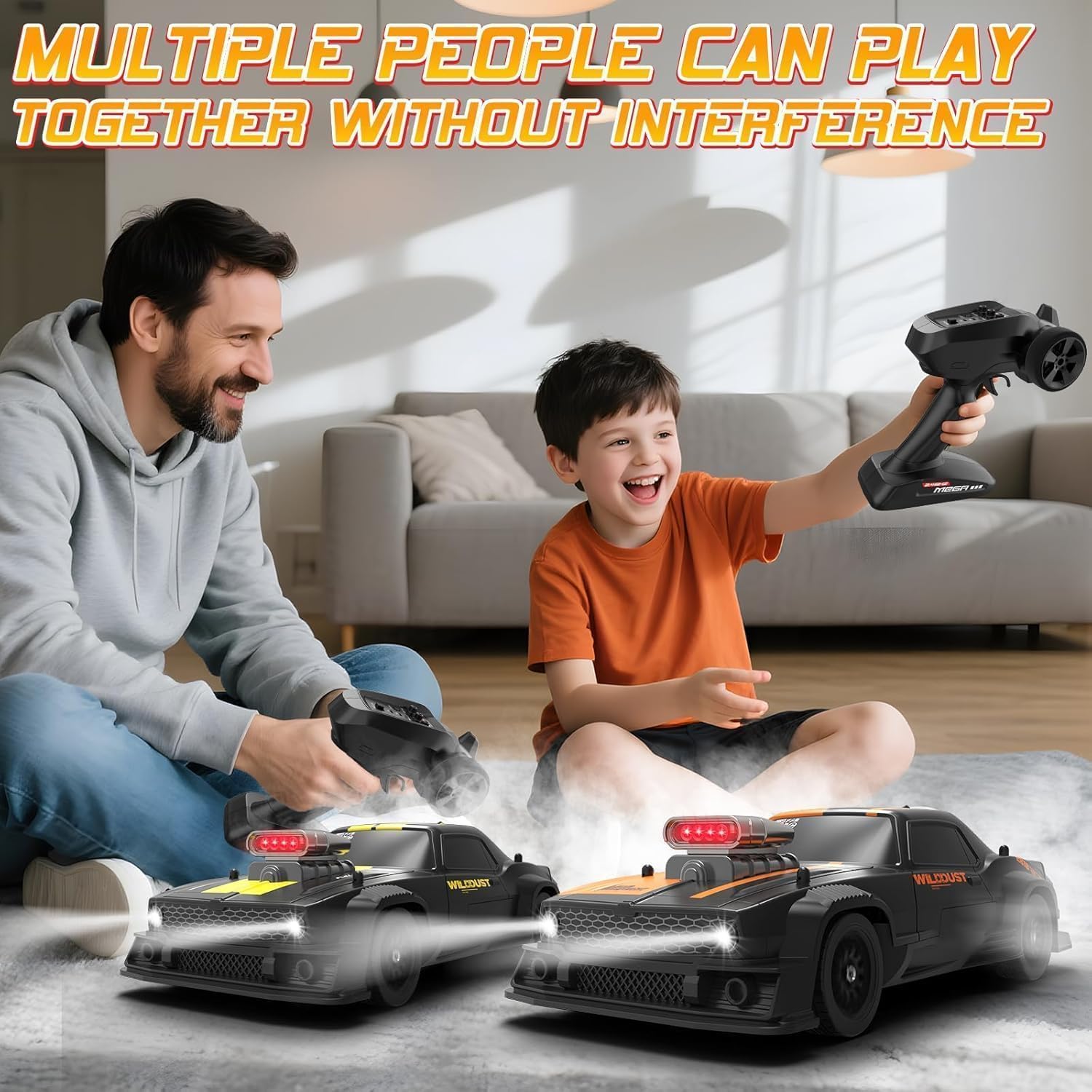UCRAVO RC Racing Drift Car 1/16 Scale 4X4 High Speed 50+ MPH Remote Control Car with LED Lights, Rechargeable Battery, Off Road RC Buggy Electric Vehicle Model Toy for Kids Boys Girls Adults
