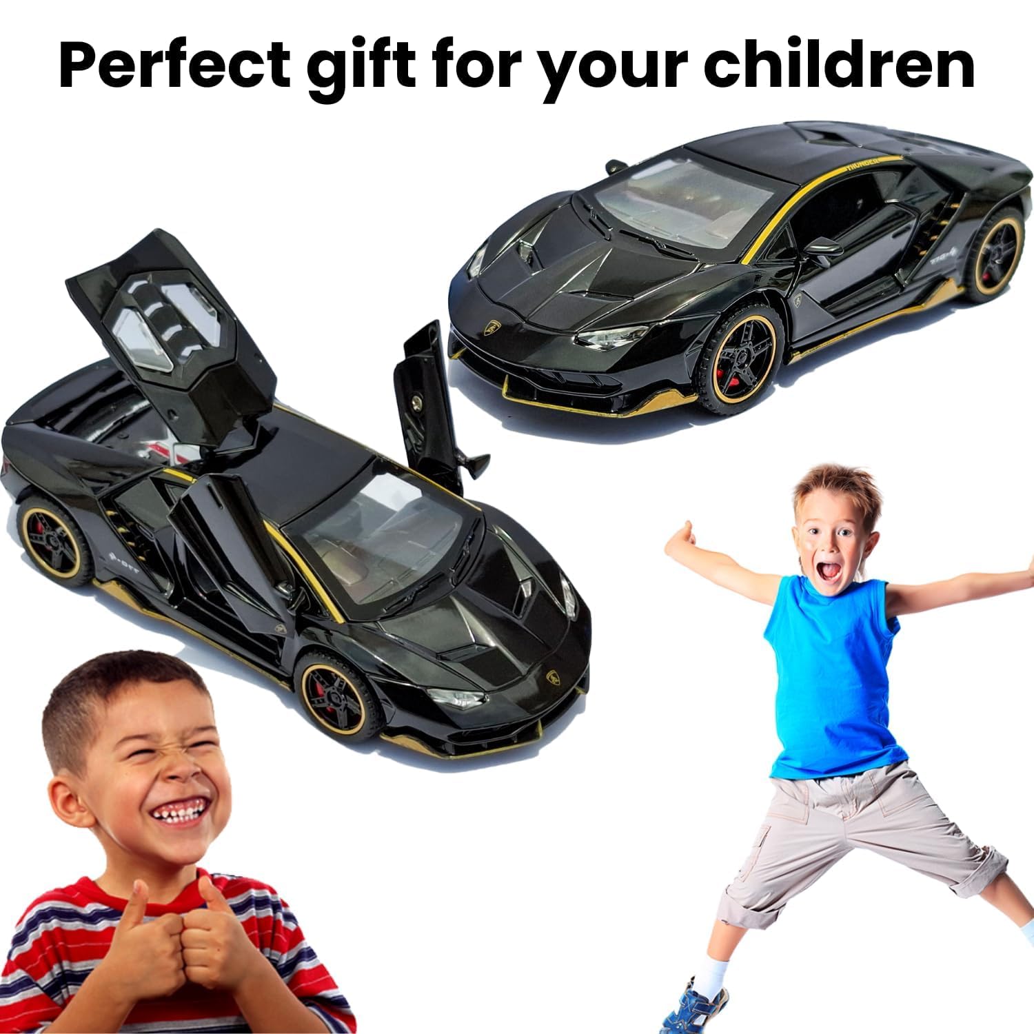 UCRAVO Die-Cast Metal Car 1:32 Scale Pull Back Toy Car with Openable Doors & LED Lights,Alloy Sports Car Model, Miniature Collectible Vehicle for Boys & Girls 3 4 5 6 7 8 Years Old Diecast Lamborgini