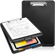 UCRAVO Storage Clipboard with Hidden Compartment, Heavy Duty Letter Size Clipboard Folder Organizer for Documents, Office, School, Business, Tablet & Writing Pad, Secure Clip Board Case (Black)