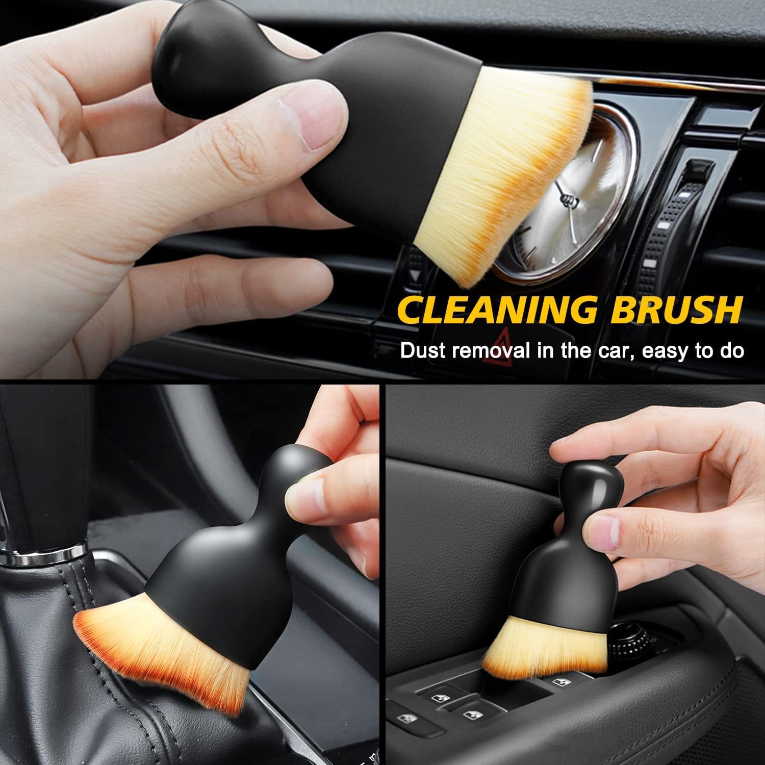 Brush Mini Car Cleaning Brush with Handle and Dust Cover, Car Interior Dust Brush, Car Duster Brushes, Auto Interior Soft Bristles Cleaning Brush Dusting Tool for Car, Home, Office, Keyboard (Brush 1)