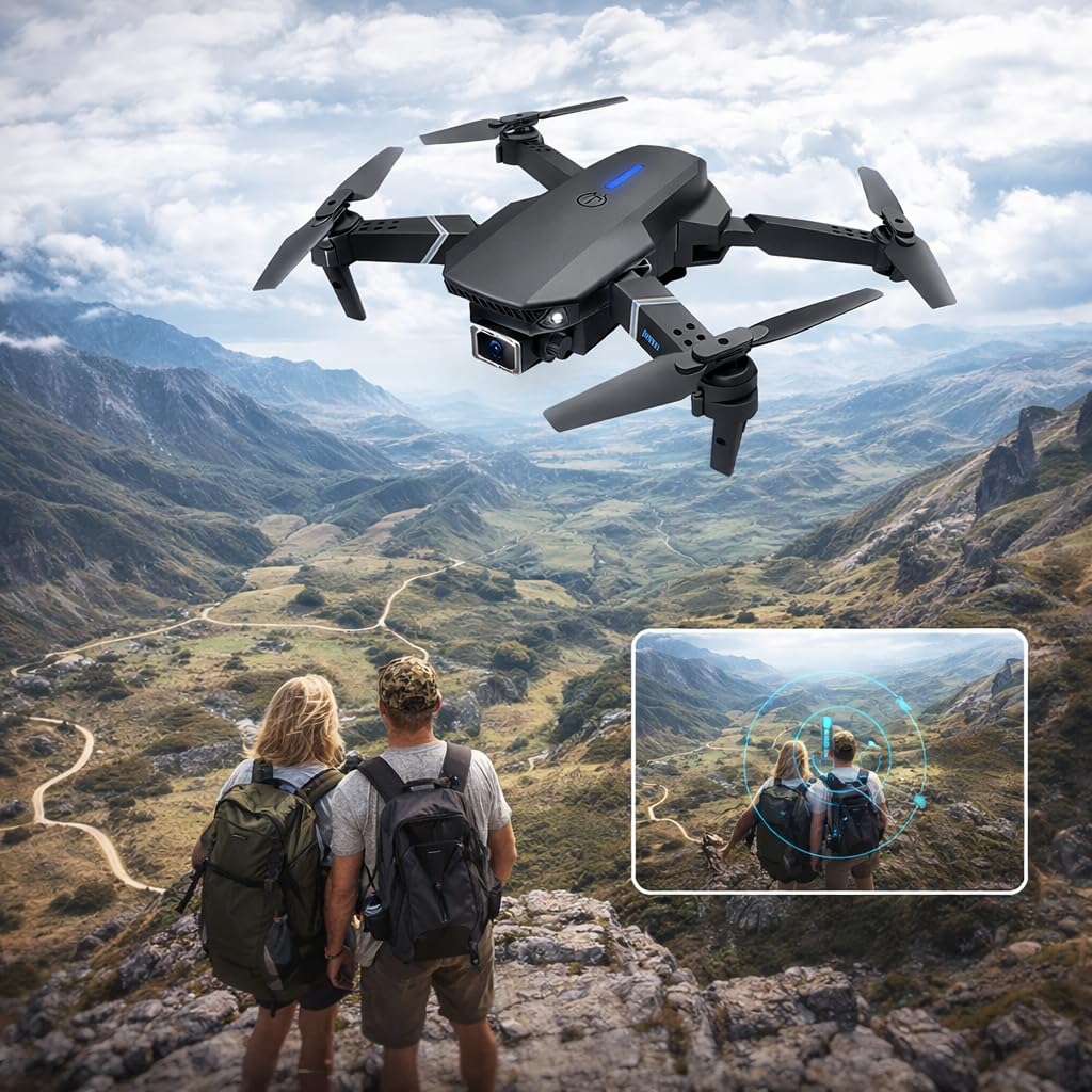 UCRAVO Foldable Drone with Camera for Adults 1080P HD | Mini RC Quadcopter with Auto Return, One Key Take Off & Landing | Altitude Hold, Headless Mode | Portable Drone with Carrying Case