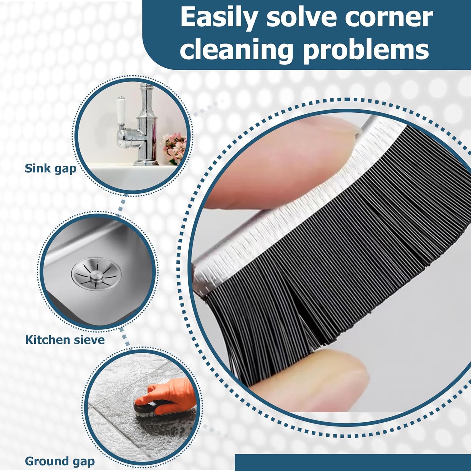 UCRAVO 6Pcs Multifunctional Gap Cleaning Brush, Brush The Gaps, Clean The Dead Corners of Bathroom Kitchen Tiles, Window Slots, and Brushes, Hard Bristle Crevice Cleaning Tools for Household