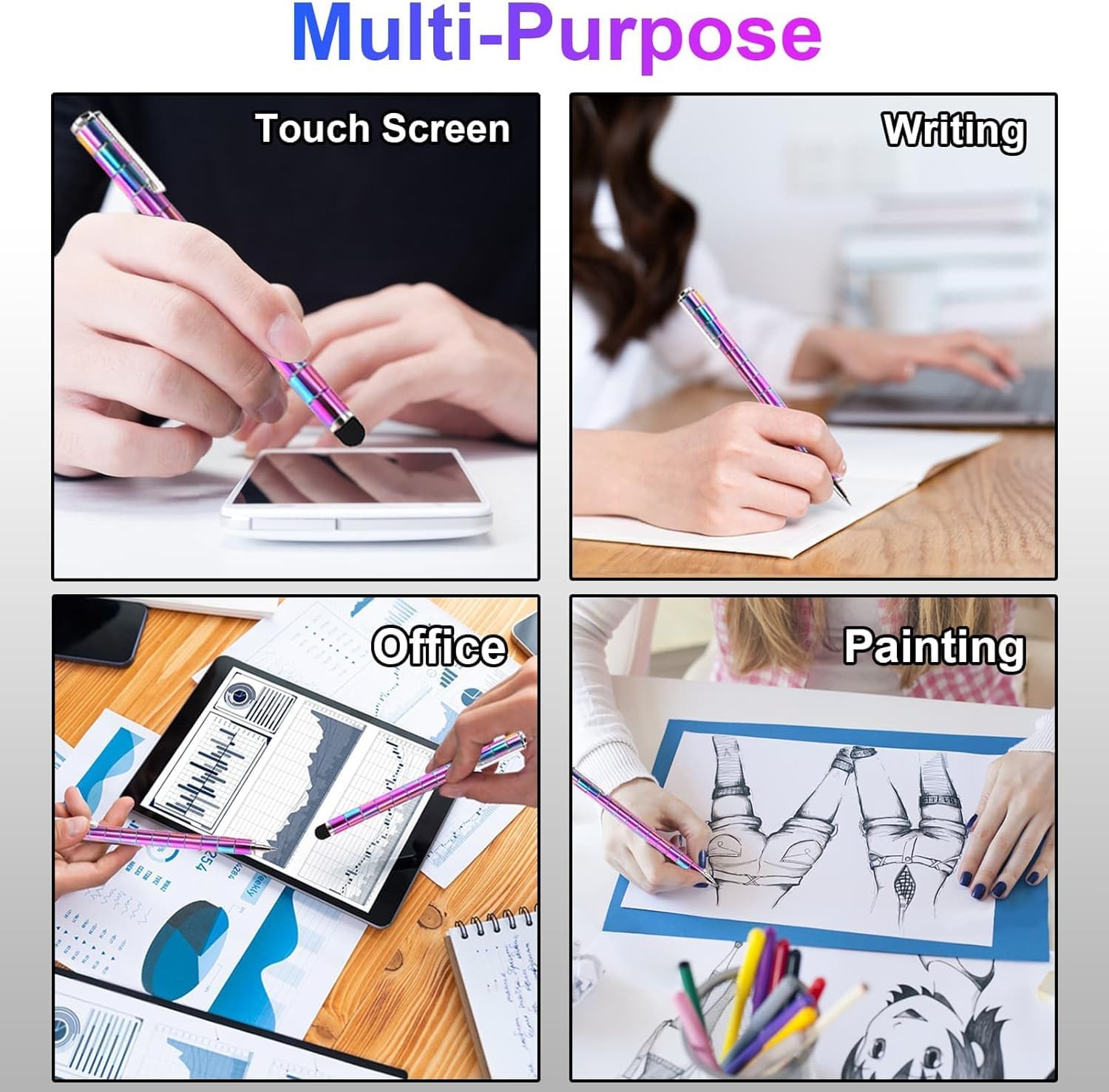 UCRAVO Magnetic Fidget Pen Decompression Magnetic Metal Pen,Toy Pen Relief Stress Build Various of Shapes Multifunctional Deformable Magnet Writing Pen Fidget Unique Gift for Boys and Girls (Rainbow)