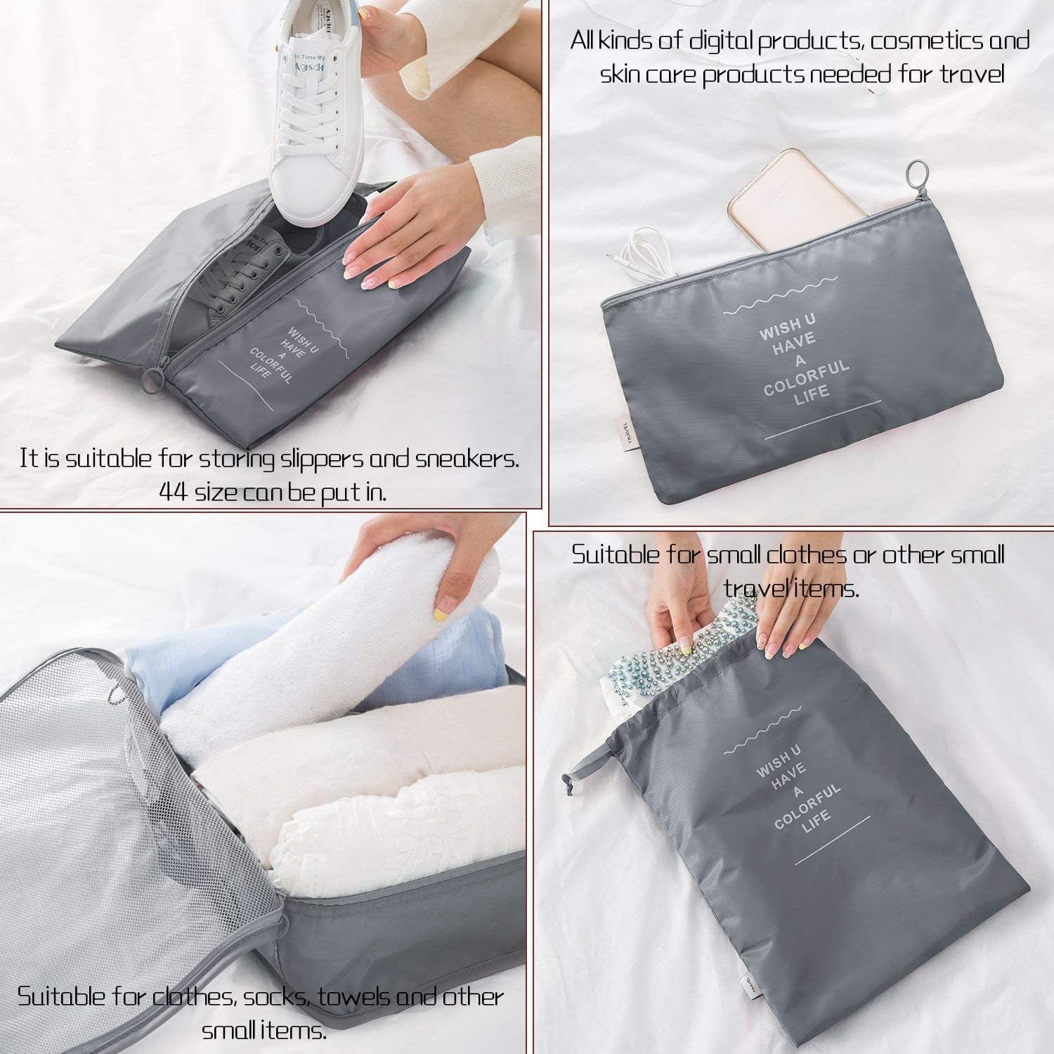 Ucravo Packing Cubes for Suitcases,7 Pcs Travel Luggage Organiser Bags,waterproof Packing Cubes for Backpack Suitcase,travel Essentials Bag Compression Storage Bags,travelling Accessories(grey)