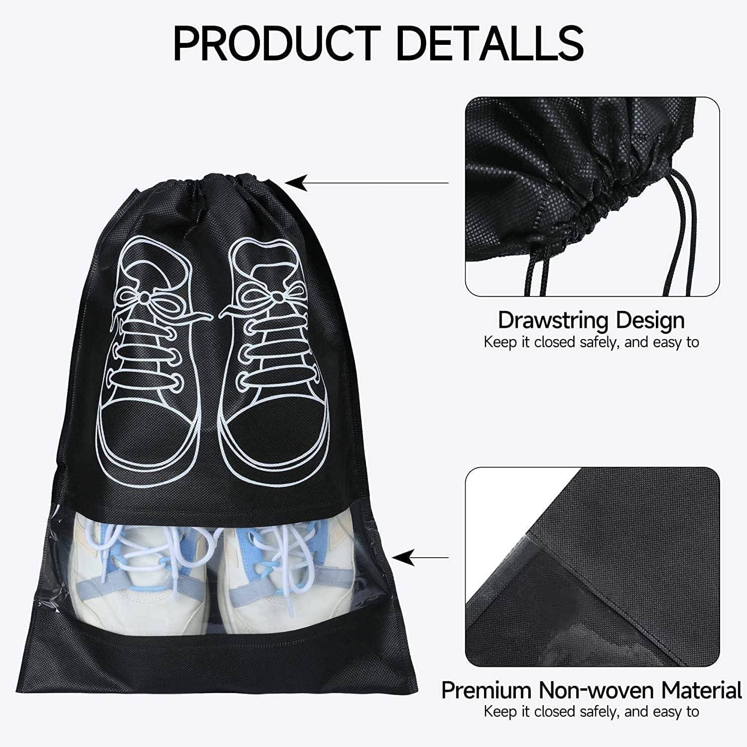 UCRAVO Shoe Bag for Travel & Storage Travel Organizer for Women & Men Travel Accessories Shoe Organizer Shoe Bags Pouches Travel Shoe Cover for Travelling Travel Essentials (Pack of 6)