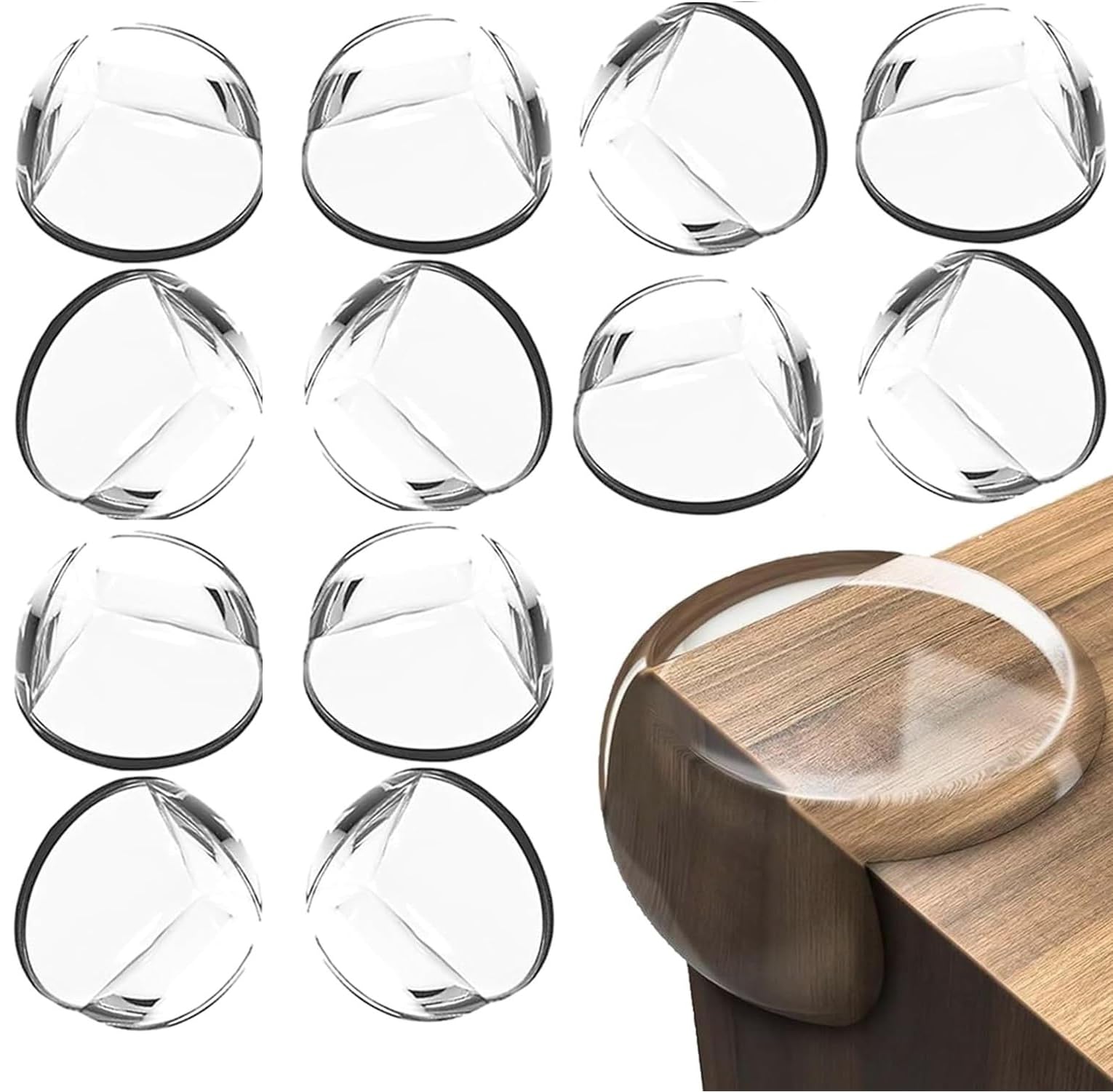 UCRAVO 8 pcs Brown Baby Safety Table Corner Protectors, Furniture Corner and Edge Safety Bumpers, Soft Rubber Foam Cushion Covers, 3M Taped Corner Guards, Baby Child Proofing Pads Rubber Corners