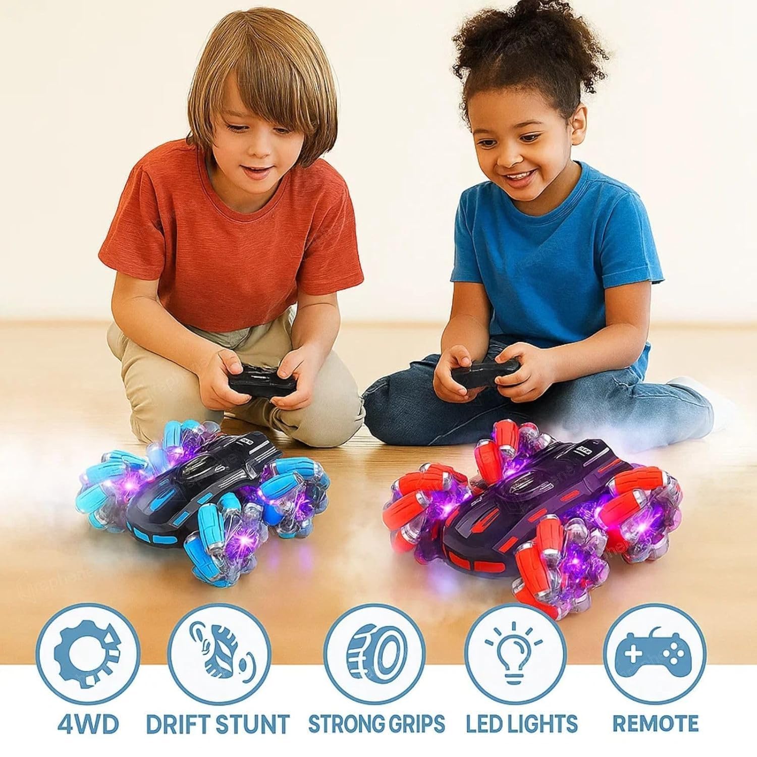 UCRAVO Gesture Sensing RC Stunt Car for Kids 6-12 Years, 360° Rotating Remote Control Car with Hand Gesture Watch, Double Sided Drifting Monster Truck, LED Lights Music, Rechargeable Toy Car Gift