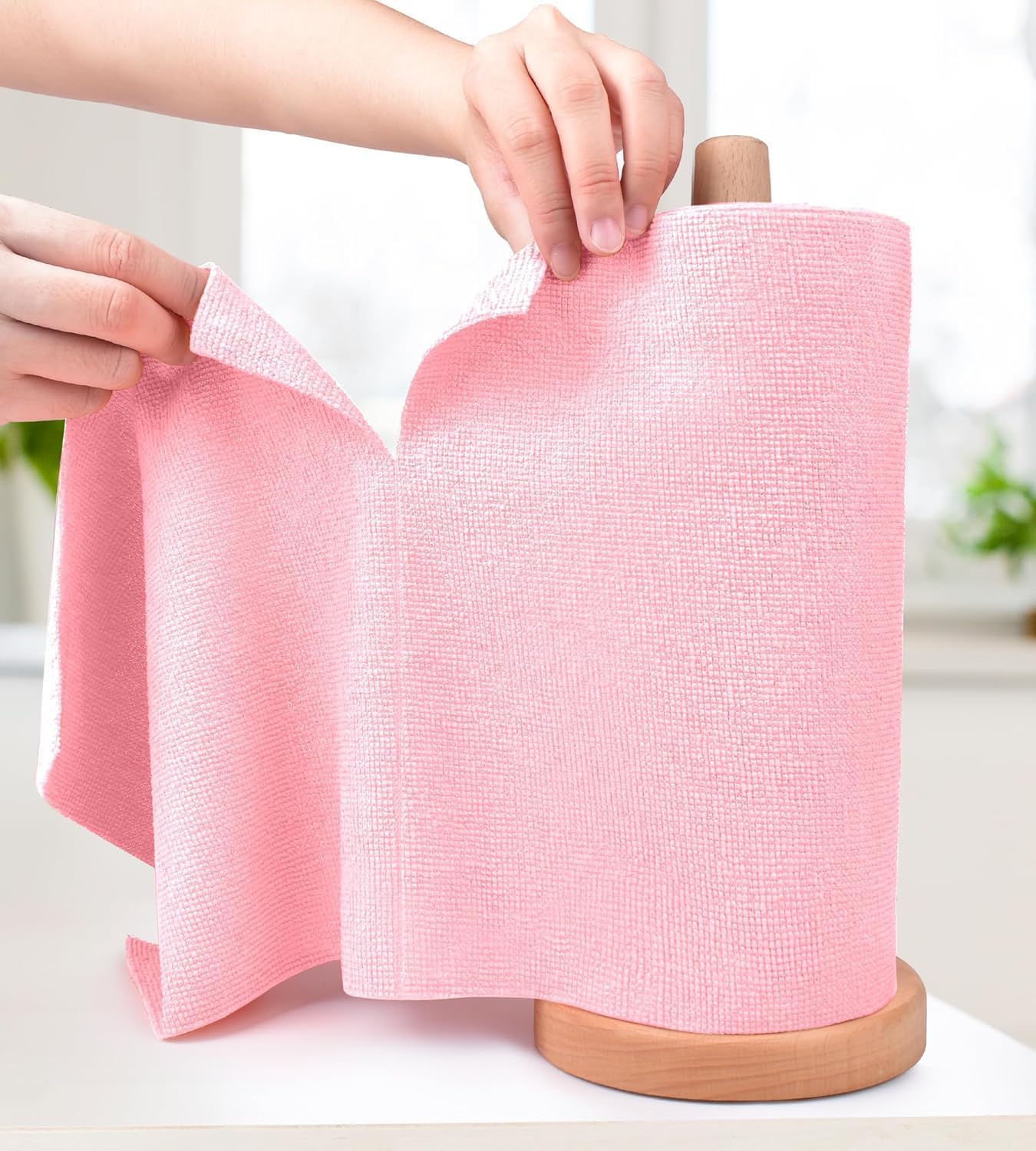UCRAVO 2 Roll 40Pcs Microfiber Cleaning Cloth Roll - 8000 Times Washable | Ultra Absorbent Lint Free Micro Fiber Kitchen Towel Roll | Reusable Multi-Surface Cleaning Cloth for Home Office & Kitchen
