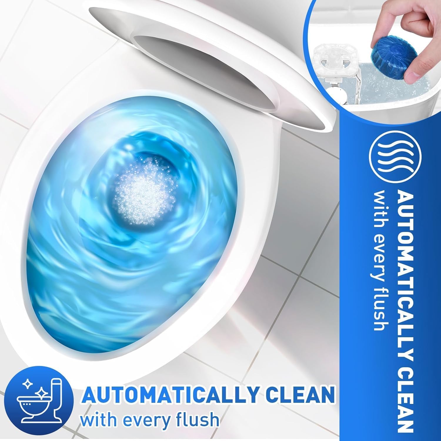 UCRAVO 10PCS Toilet Bowl Deodorizer Cleaner Tablets | Powerful Automatic Flush Cleaner Balls Long-Lasting Bathroom Fragrance & Odor Remover Anti-Bacterial, Limescale & Stain Removing Cleaning Tablets