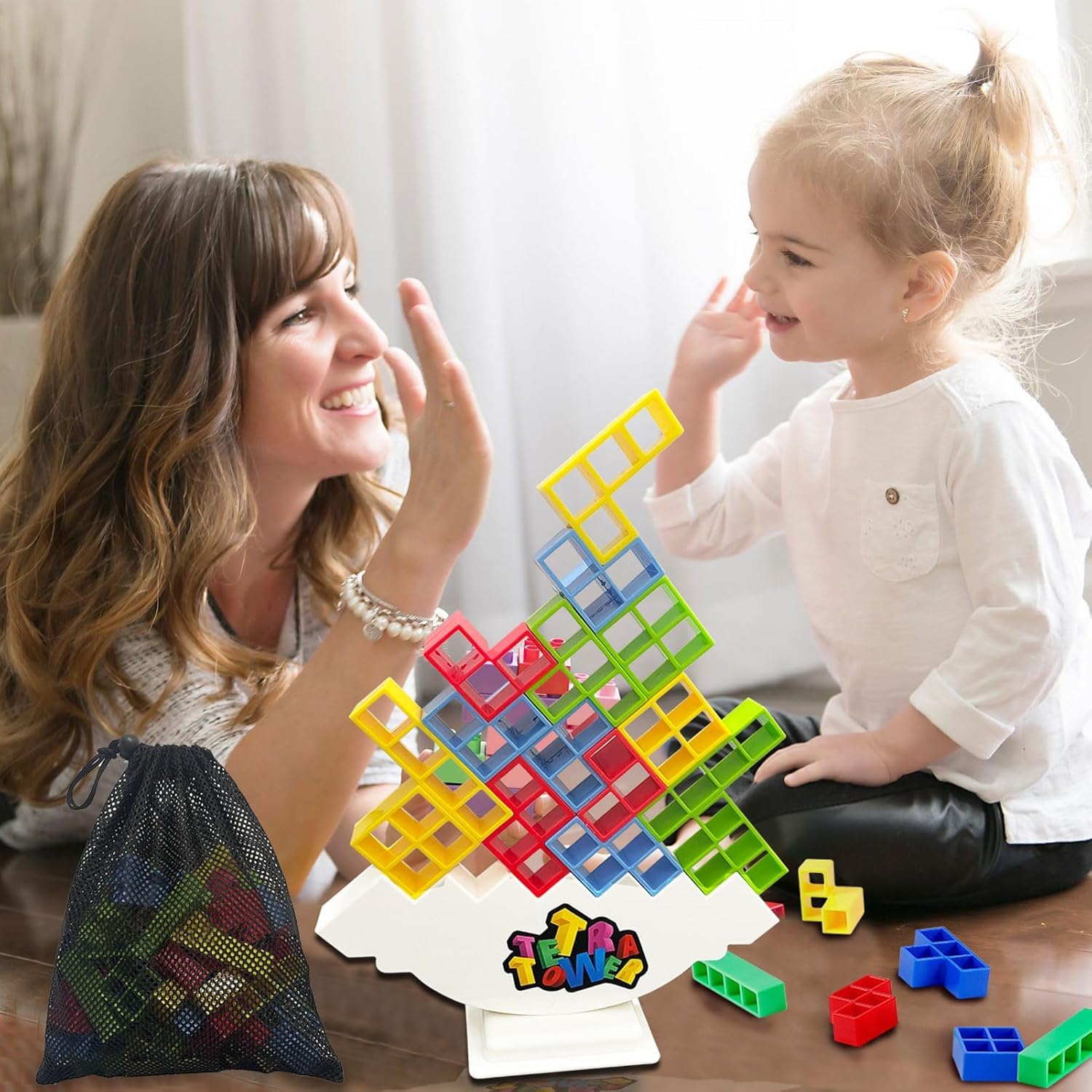 UCRAVO Tetra Tower Game, Tetris Balance Toy Tower, Creative Stacking Toy, Funny Stacking Blocks Balancing, Children's Building Blocks Balance Game for Boys and Girls from Years 3+
