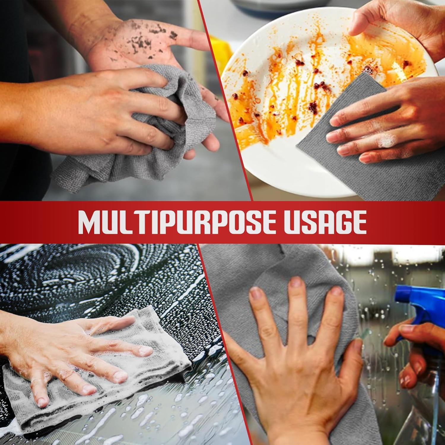 UCRAVO 20pcs Tearable Microfiber Roll Cleaning Cloth, Reusable Washable Sheets, Highly Absorbent Lint Free Car Cleaning Cloth, Multi-Purpose for Bike, Auto, Interior & Exterior Towels for All Vehicles