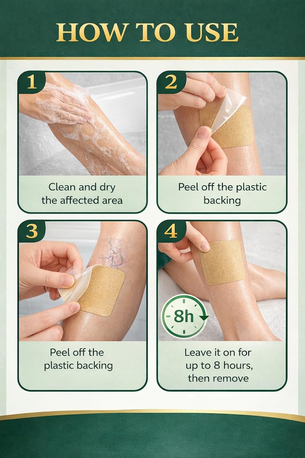 UCRAVO Varicose Veins Patch 36 PCS Herbal Vein Care Patch for Leg Swelling,Spider Veins,Muscle Pain Relief,Improve Blood Circulation,Deep Vein Support,Skin Friendly Pain Relief Patch for Men & Women