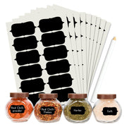 UCRAVO Chalkboard Labels Stickers for Jars with White Marker | 100 Pcs Reusable Waterproof Black Stickers for Kitchen Containers, Spice Jars, Pantry Storage, Bottles & Home Organization