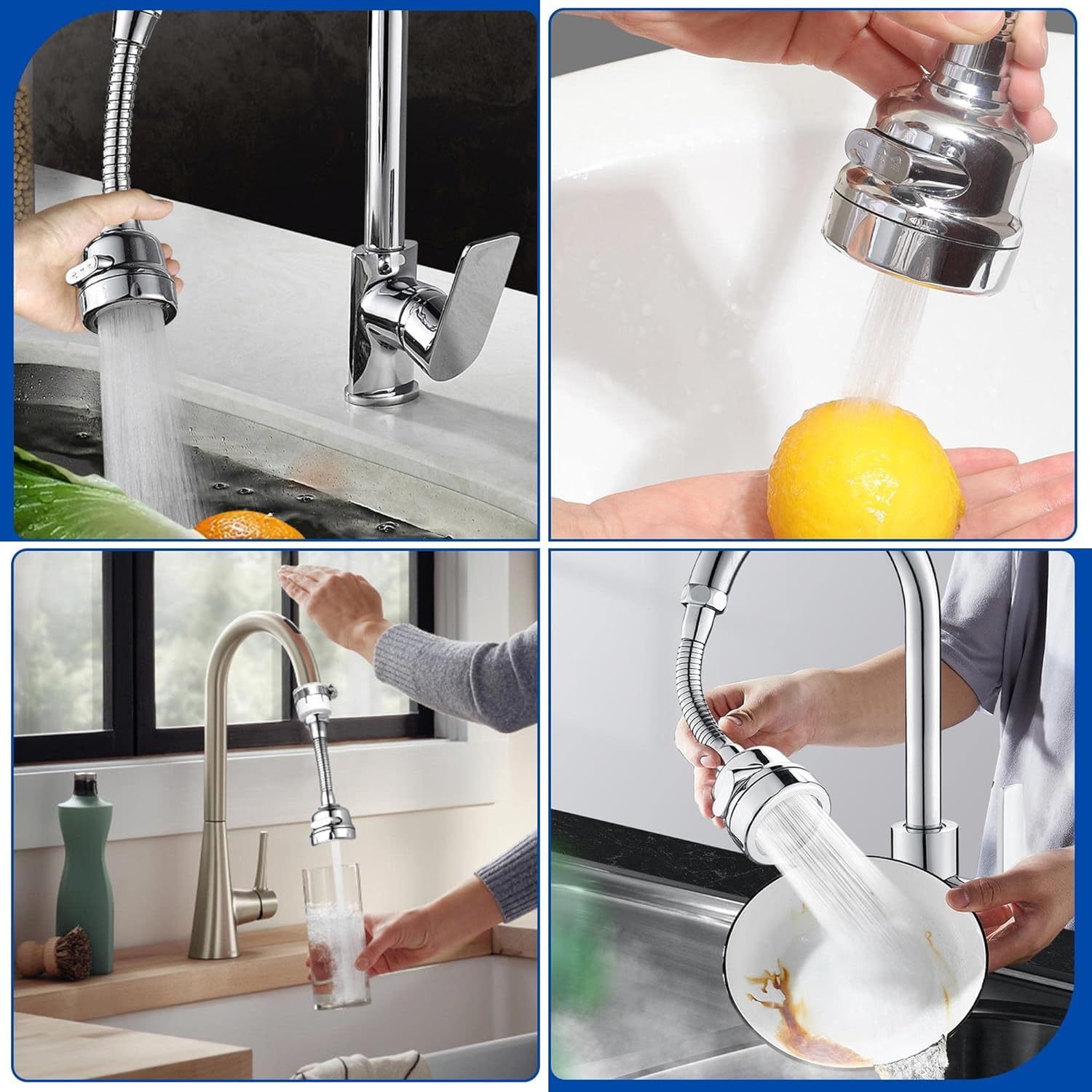 UCRAVO Movable Kitchen Faucet Head 360° Rotatable Faucet Sprayer Head Replacement Anti -Splash Tap Booster Shower and Water Saving Faucet for Kitchen