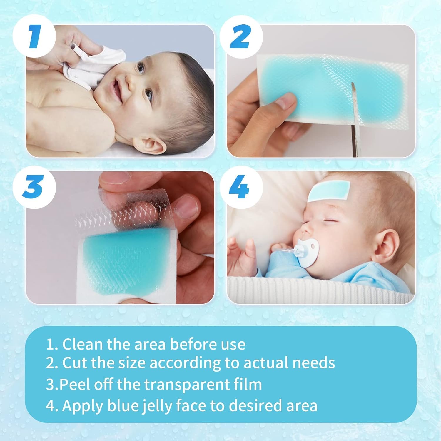 UCRAVO 10 pcs Kids Cooling Patches for Fever Discomfort Pain Relief Reducer Soothe Headache Forehead Strips Gel Sheet Toothache Drowsiness Fatigue Refreshing Sunstroke Good for Cooling - Men Women