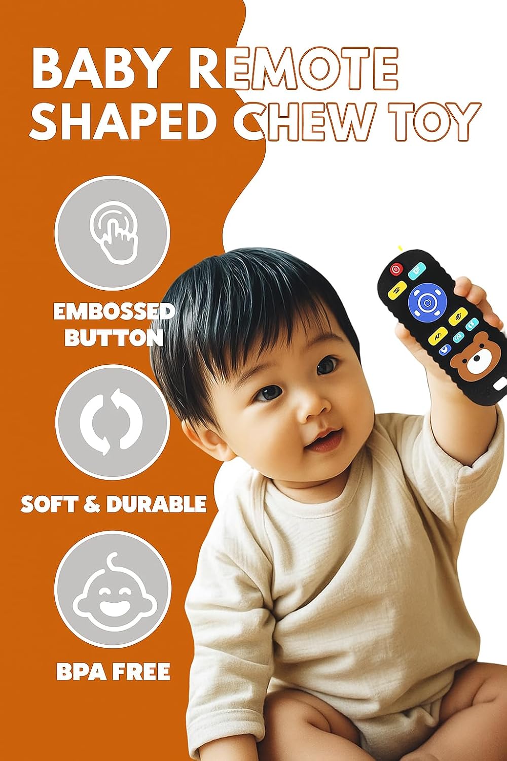 UCRAVO Silicone Remote Teether for Babies – Teething Toy for 3+ Months & 6-12 Months Baby | Safe BPA-Free Helps Infant Biting Toy | Remote Control Shaped Teether for Toddlers,Activity Toys | Black