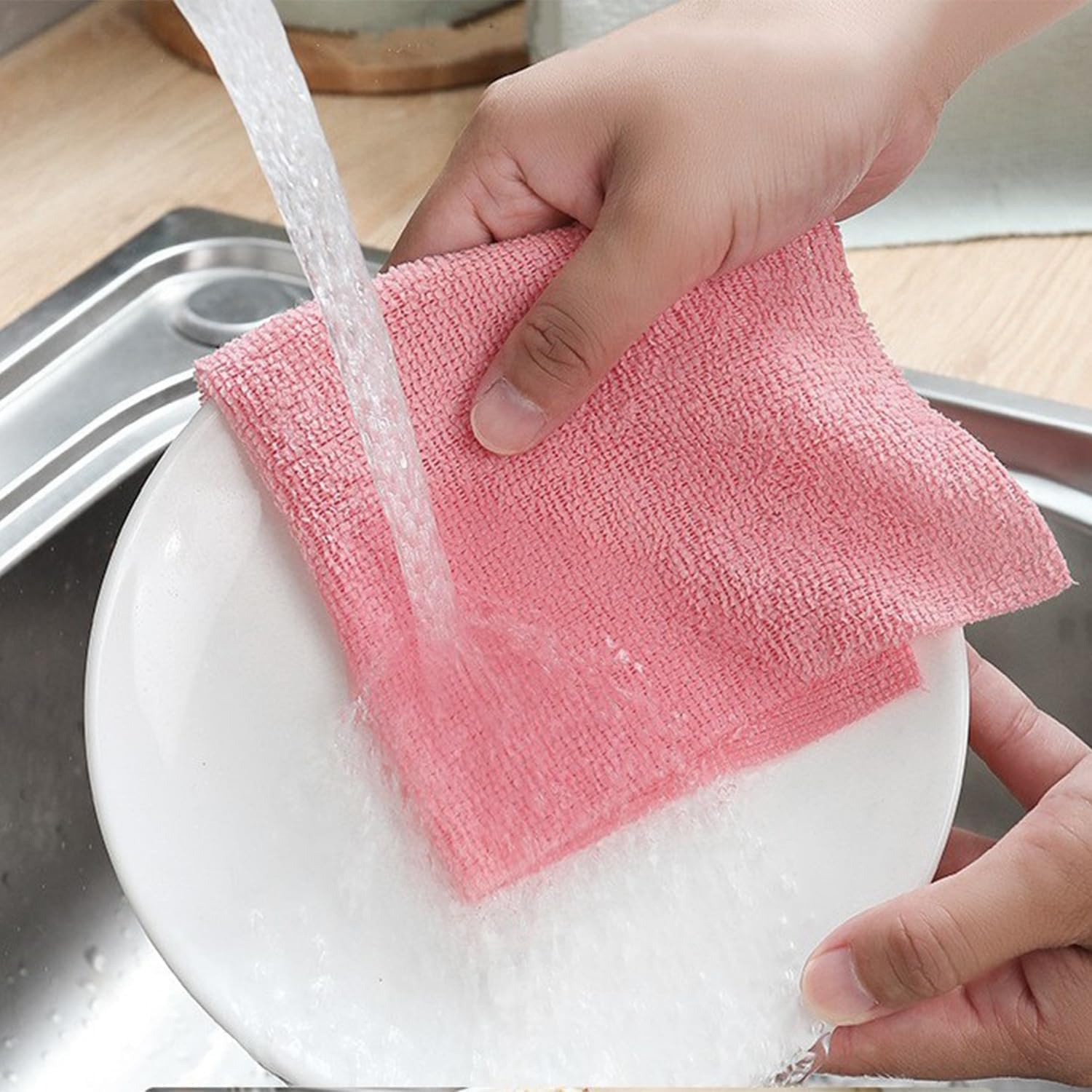 NESTVORA 50 Pack Microfiber Cleaning Cloth Roll | Washable Absorbent Towel for Kitchen | Dust, Stains, Wet and Dry Microfiber Cleaning Cloth | Washable Roll Tear Away for Kitchen & Car