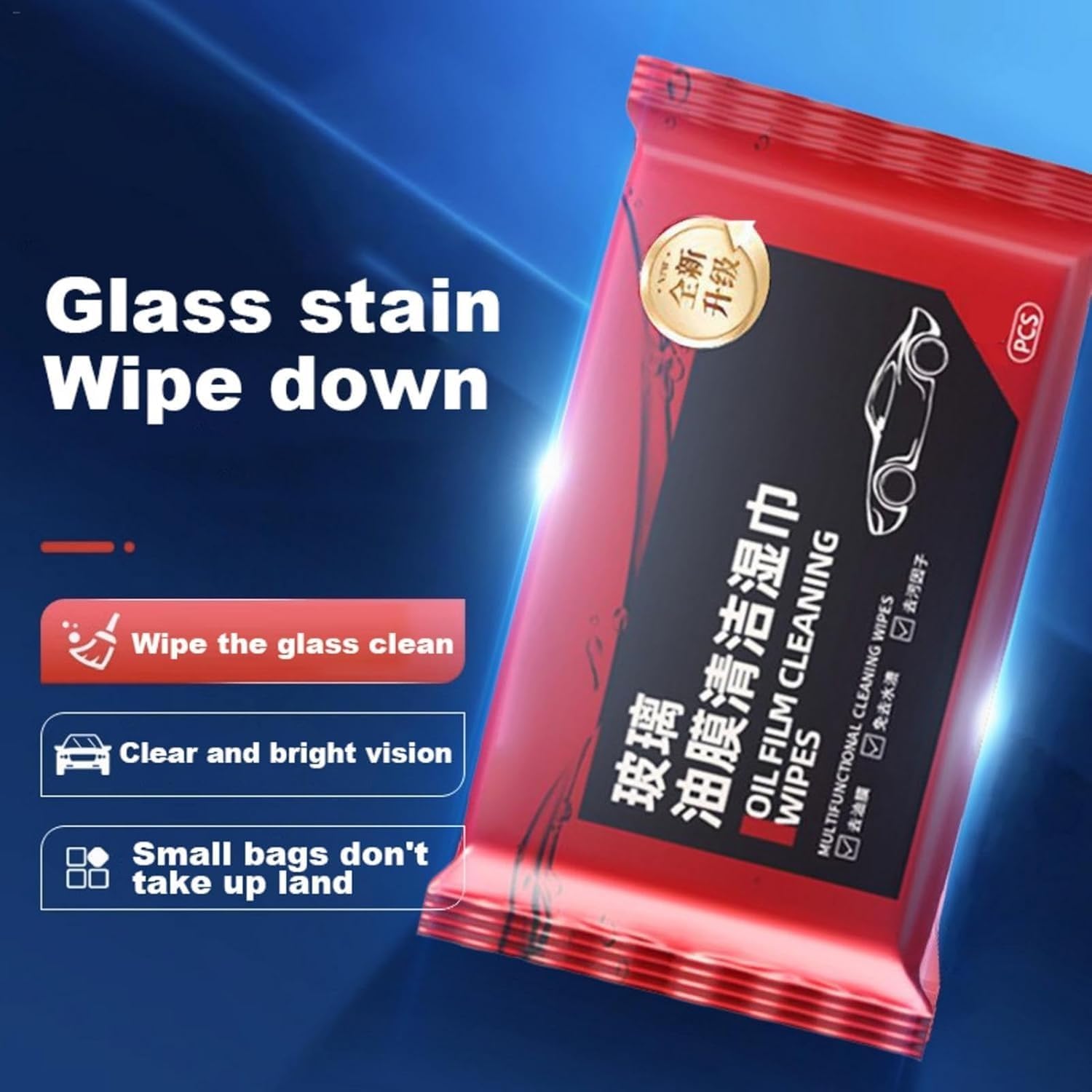 UCRAVO Car Glass Oil Film Cleaner Wipes – 40 PCS Car Window Glas Cleaner Wipes | Oil Film Remover for Windshield | Anti-Glare Water Stain Remover | Cars Glass Polish Wipe for Front & Rear Windows