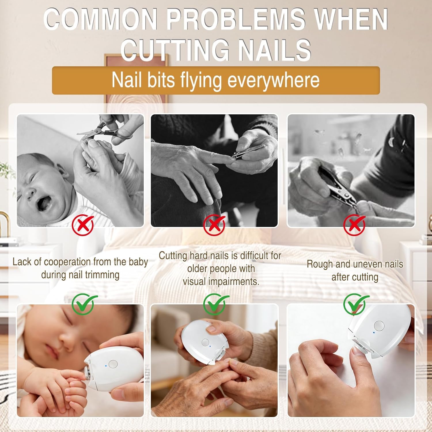 UCRAVO Portable Electric Nail Clipper Automatic Fingernail Grinder with LED Light,3 Adjustable Speeds,Silent Nail Cutter & Polishing Machine, USB Rechargeable Trimmer for Baby, Kids, Adults & Seniors