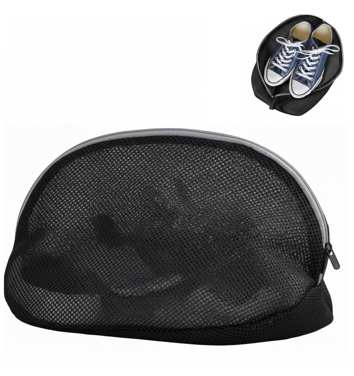 UCRAVO Black Reusable Mesh Shoe Washing Bag for Washing Machine Heavy-Duty Laundry Wash Pouch with Zip Protection Sneaker, Sports Shoes, Baby Shoes Cleaner Bag Machine Wash Safe,Durable & Breathable