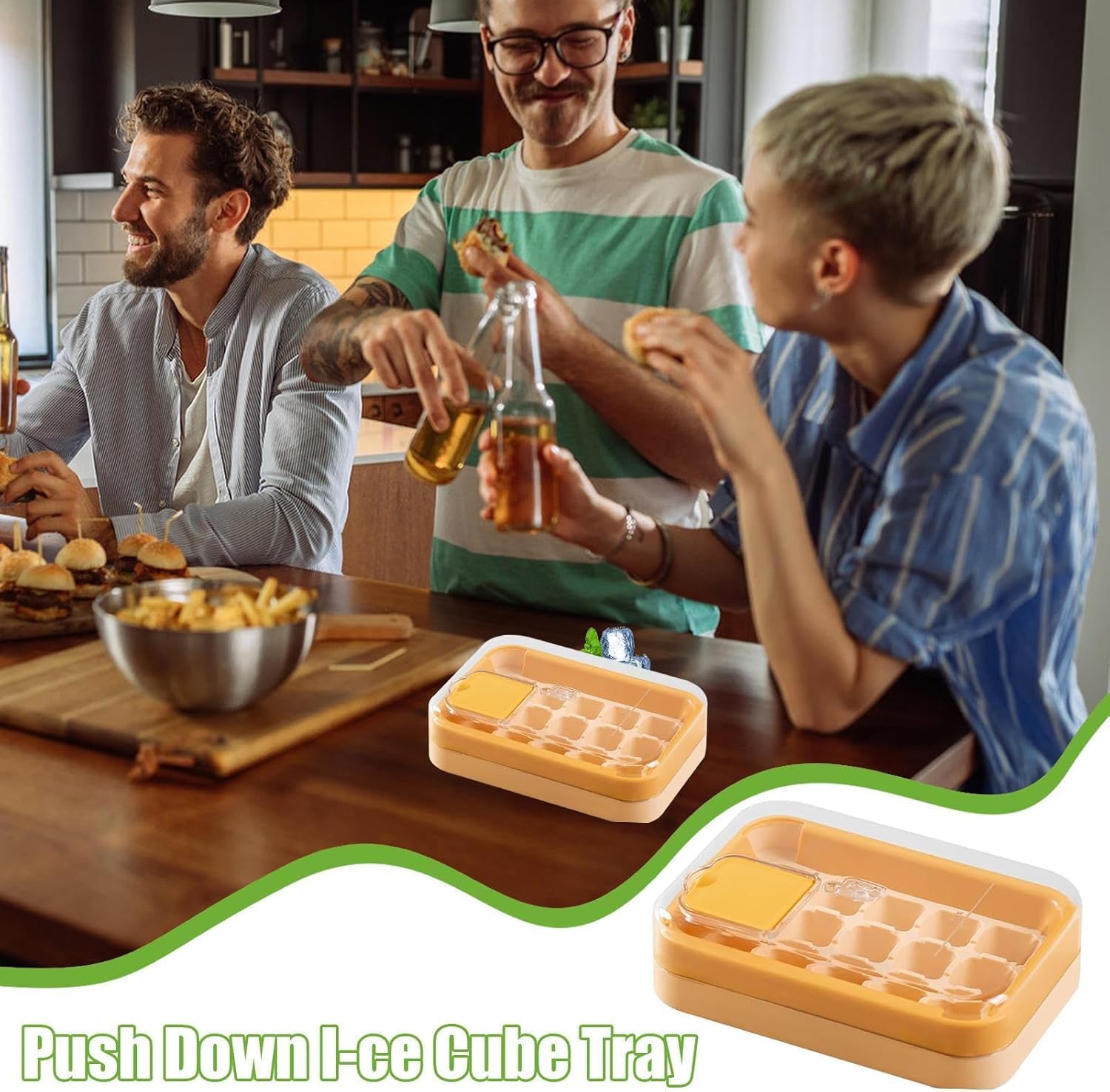 UCRAVO 15 Grid Square Ice Cube Tray with Lid & Storage No-Spill Leak-Proof Ice Maker Tray | Easy Press Release BPA-Free Plastic Freezer Ice Tray for Water, Lemon Juice, Cocktails, Whiskey,Cold Coffee