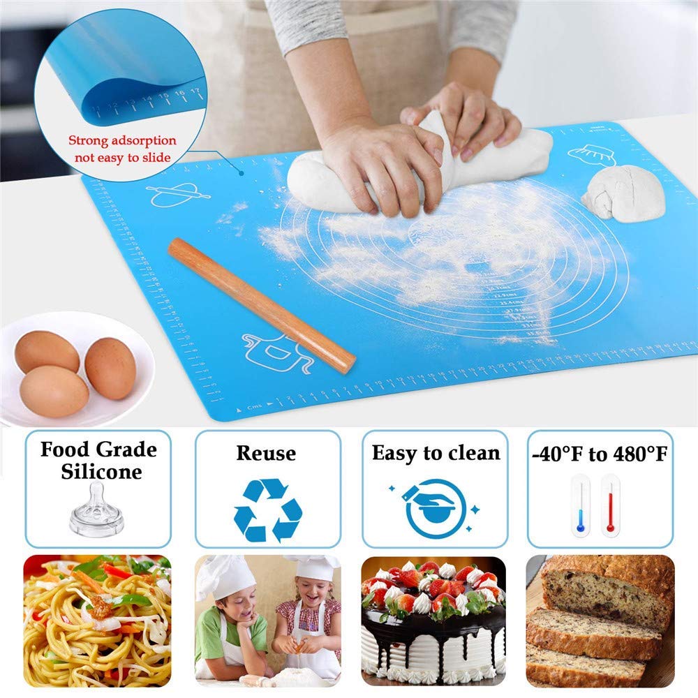 UCRAVO Silicon Dough Mat, Cooking Kneading, Non-Stick Fondant, Reusable Stretchable for Kitchen Mat (Random Colour, 50cm x 40cm)