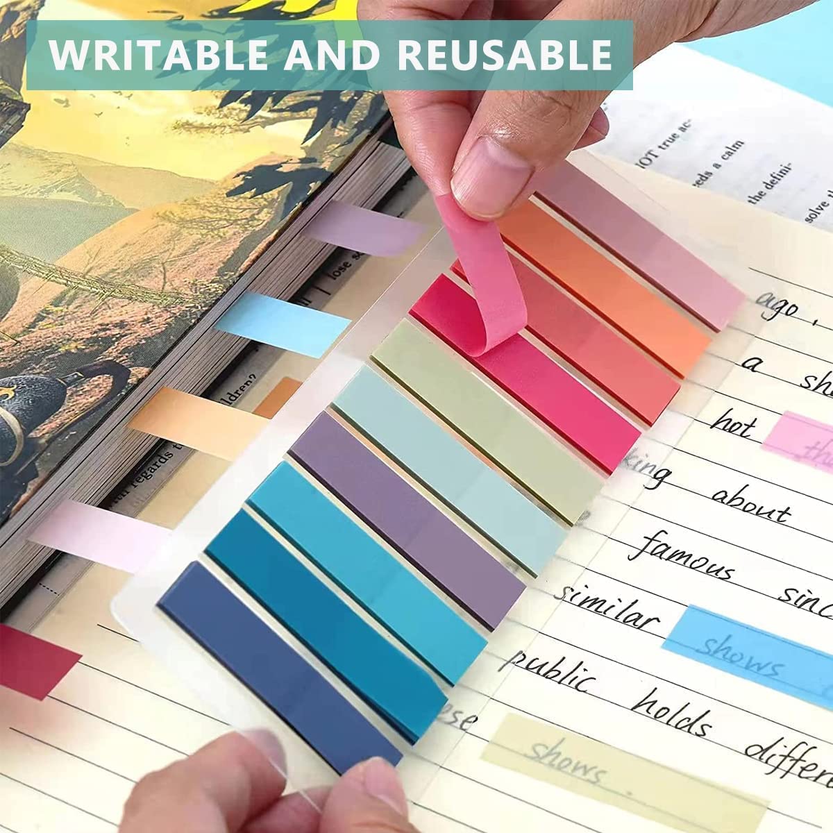 UCRAVO Sticky Tabs Transparent Sticky Notes Writable and Multifunctional Tabs with Ruler Reminder Tabs for Page Markers or Book Reading Notes Sorting Files,Self-Stick Notes (2)