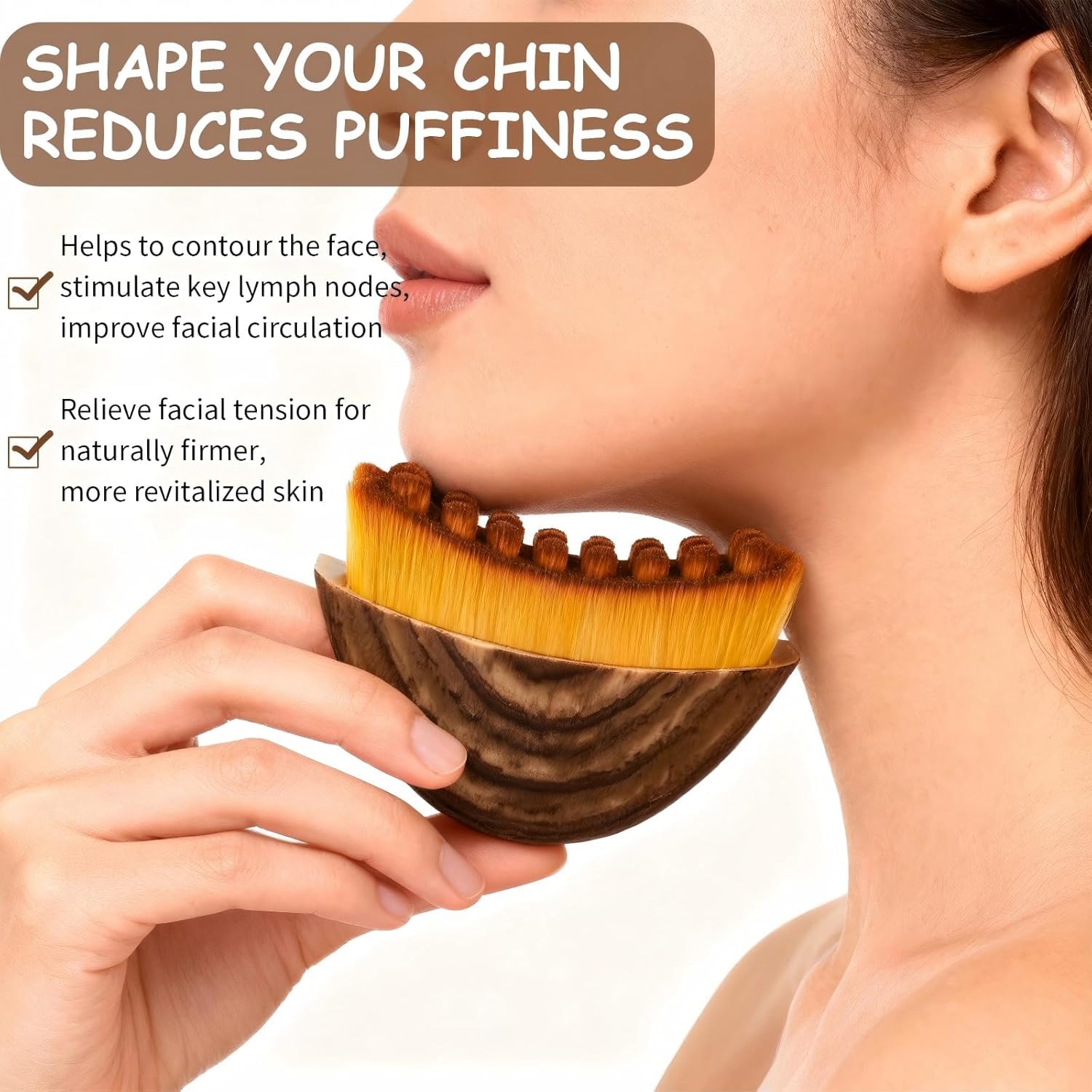 UCRAVO Facial Contour Brush – Professional Face Sculpting Makeup Brush with Dense Curved Bristles, Precision Jawline Cheekbone Contouring Tool for Cream Liquid Powder Foundation, Bronzer & Blush