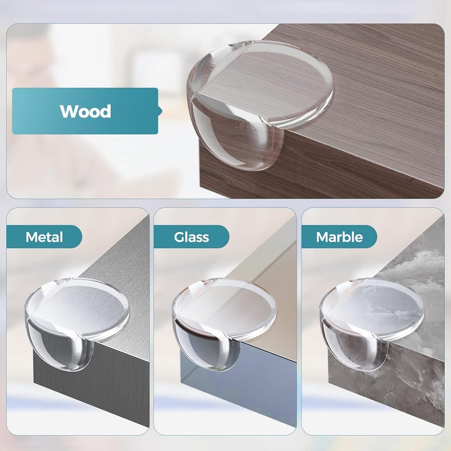 UCRAVO 8 pcs Brown Baby Safety Table Corner Protectors, Furniture Corner and Edge Safety Bumpers, Soft Rubber Foam Cushion Covers, 3M Taped Corner Guards, Baby Child Proofing Pads Rubber Corners