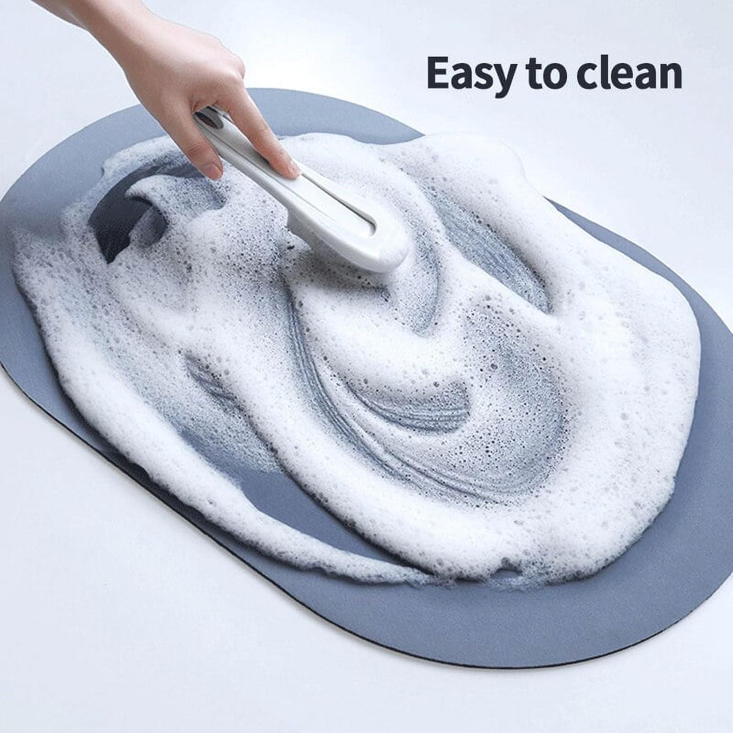 UCRAVO 1PCS Oval Bath Bathroom Rugs Mat Non Slip, Diatomaceous Earth Stone Farmhouse Water Absorbent Washable Thin Small Bathmat Set with Rubber Back Quick Dry Fit Under Door for Bathroom Floor Shower