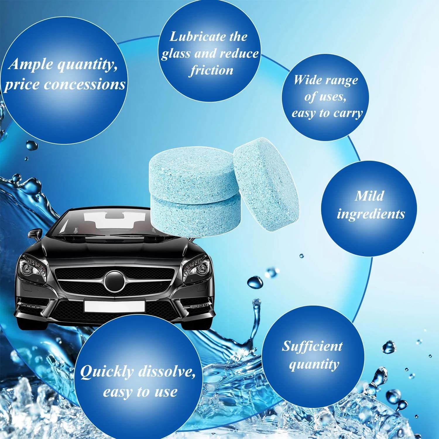 UCRAVO 30 Pcs Screenwash Tablets, Screen Wash Tablets, Screenwash, Screen Wash for Cars, Car Screenwash, Windscreen Washer Tablets, Concentrated Solid Tablets, Wiper Cleaning Tablets for Car Window