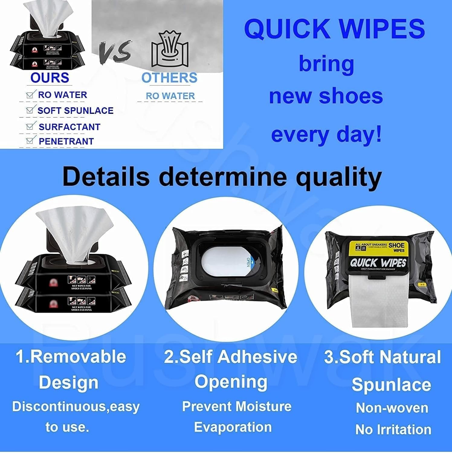 UCRAVO Natural Sneaker & Shoe Cleaner Wipes - 1 Packs of 80 - Portable Sneakers Cleaner Shoe Wipes Quickly Remove Dirt & Stains - These Disposable Can Be Used On Most Footwear