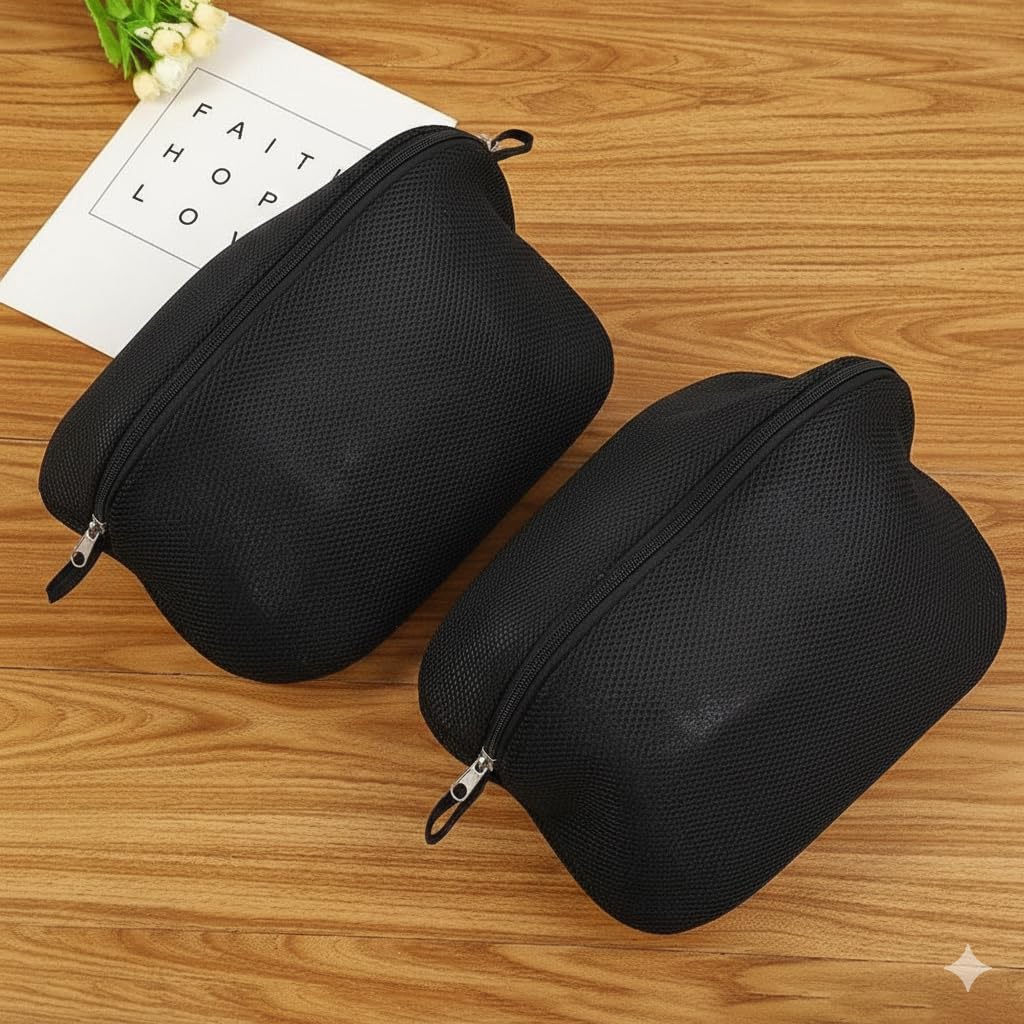 UCRAVO Black Reusable Mesh Shoe Washing Bag for Washing Machine Heavy-Duty Laundry Wash Pouch with Zip Protection Sneaker, Sports Shoes, Baby Shoes Cleaner Bag Machine Wash Safe,Durable & Breathable