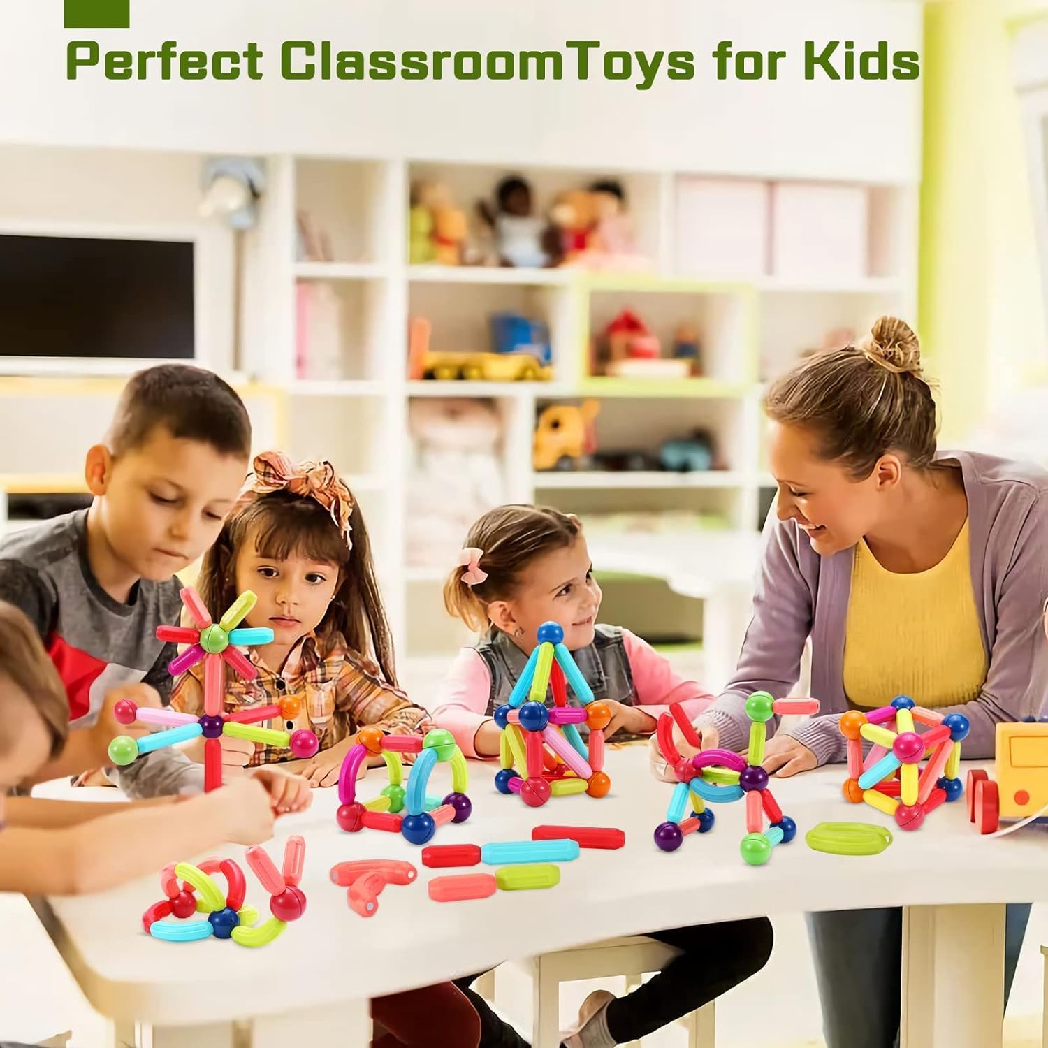 UCRAVO 36 PCS Magnetic Sticks & Balls Building Set for Kids–Colorful STEM Construction Toy,Creative Educational Learning Game for Boys,Girls,DIY 3D Shapes and Structures Building Blocks for Toddlers