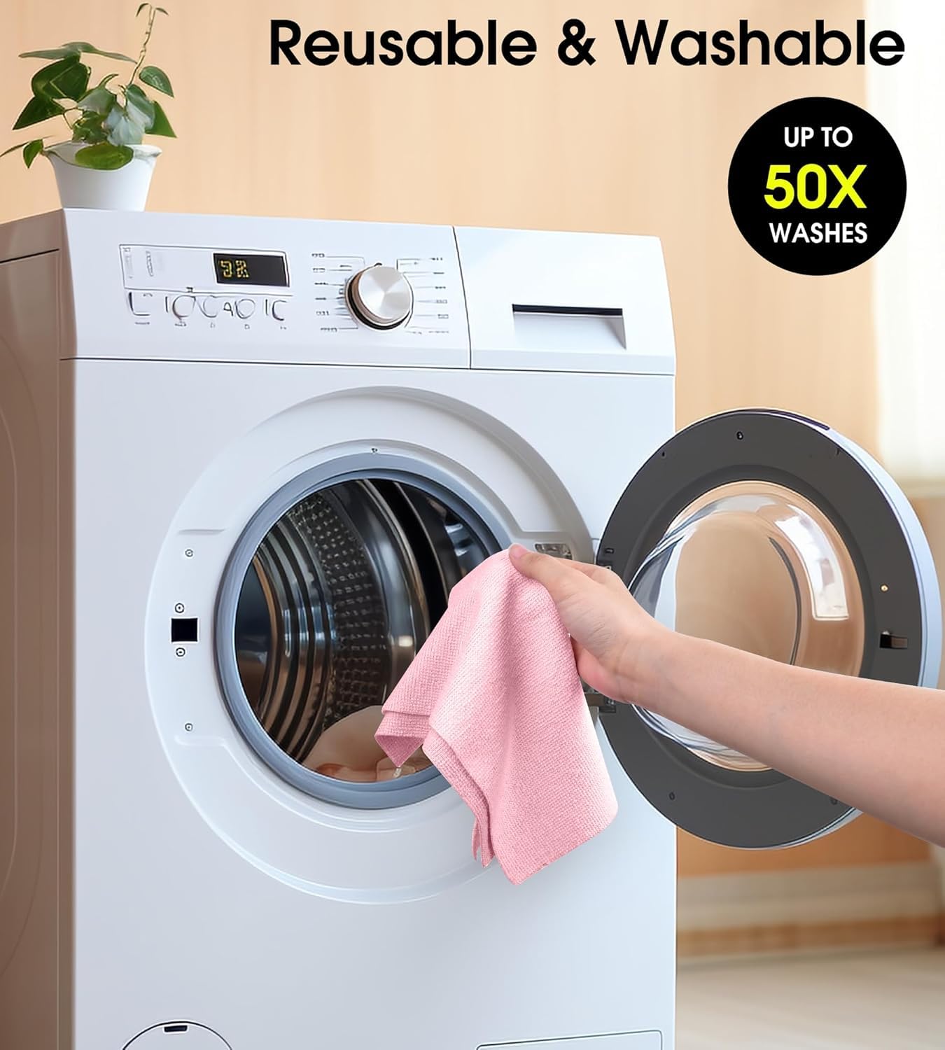 UCRAVO 2 Roll 40Pcs Microfiber Cleaning Cloth Roll - 8000 Times Washable | Ultra Absorbent Lint Free Micro Fiber Kitchen Towel Roll | Reusable Multi-Surface Cleaning Cloth for Home Office & Kitchen