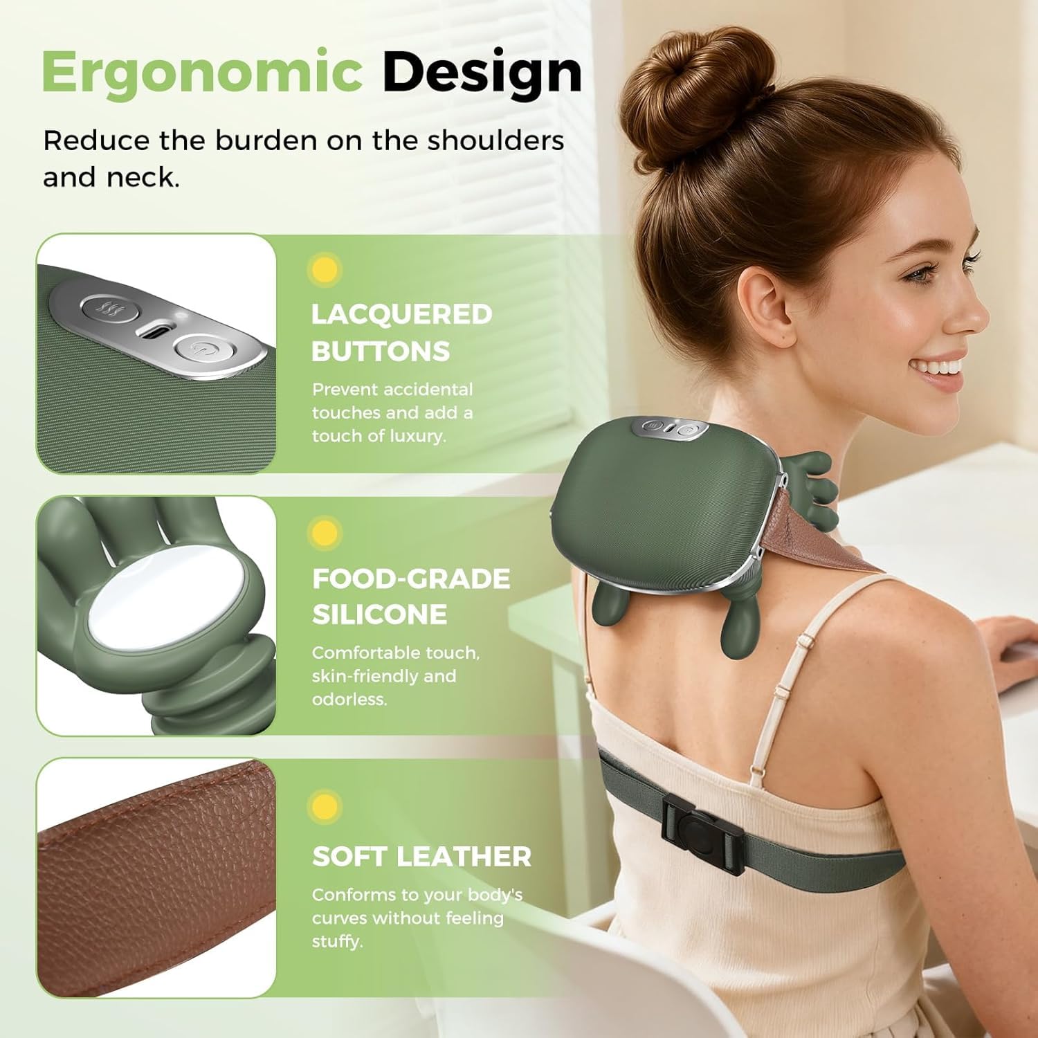 UCRAVO Ergonomic Wearable Neck Massager Pillow with Deep Tissue Kneading,Portable Shoulder & Cervical Relaxation Cushion,Hands-Free Back Support Travel Massage Device for Office,Home,Car StressRelief