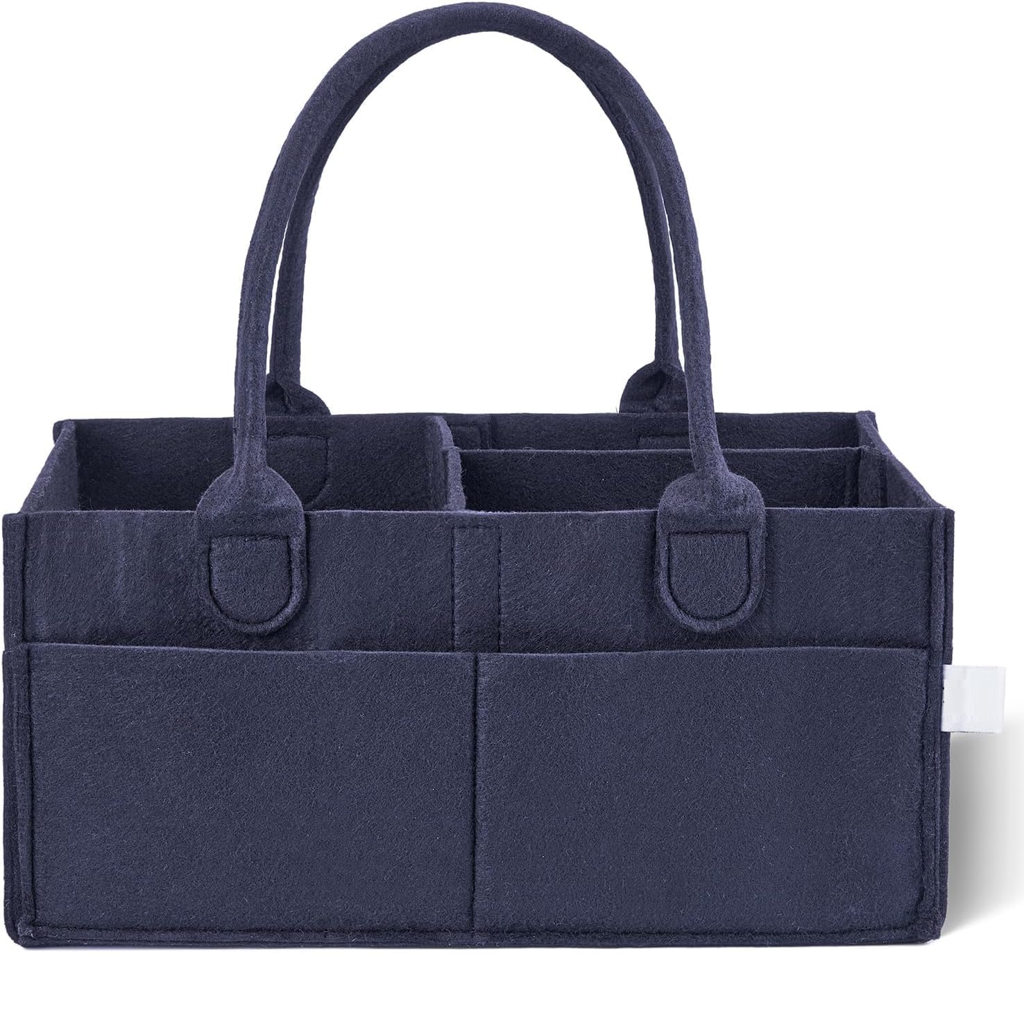 UCRAVO Baby Diaper Organizer,Diaper Caddy Felt Storage Box with Pocket,Portable Baby Wipes Basket with Compartment,Nursery Storage Bin Foldable Carrying Bag Organizer for Car Travel -Blue