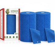 UCRAVO 2 Roll 40pcs Blue Microfiber Cleaning Cloth Roll - Reusable Kitchen Towel Roll | Washable & Reusable Cleaning Towels for Kitchen Home Car & Glass | Ultra Absorbent Lint Free Multi-Surface Wipes