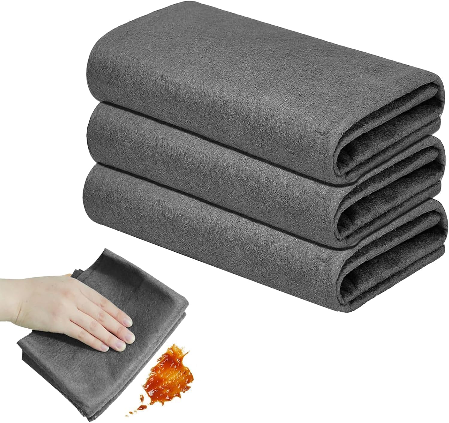 UCRAVO 3Pc Ultra Absorbent Magic Cleaning Cloth 30x30CM Reusable Microfiber Towel for Kitchen,Car,Window & Glass Thick Lint-Free,Streak-Free Miracle Rag for Home,Mirror, & Multi-Surface Cleaning