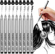 UCRAVO Black Micro-Pen Fineliner Ink Pens - Waterproof Archival Ink Micro Fine Point Writing Drawing Pens for Sketching, Anime, Artist Illustration, Technical Drawing, Office Documents, Scrapbooking
