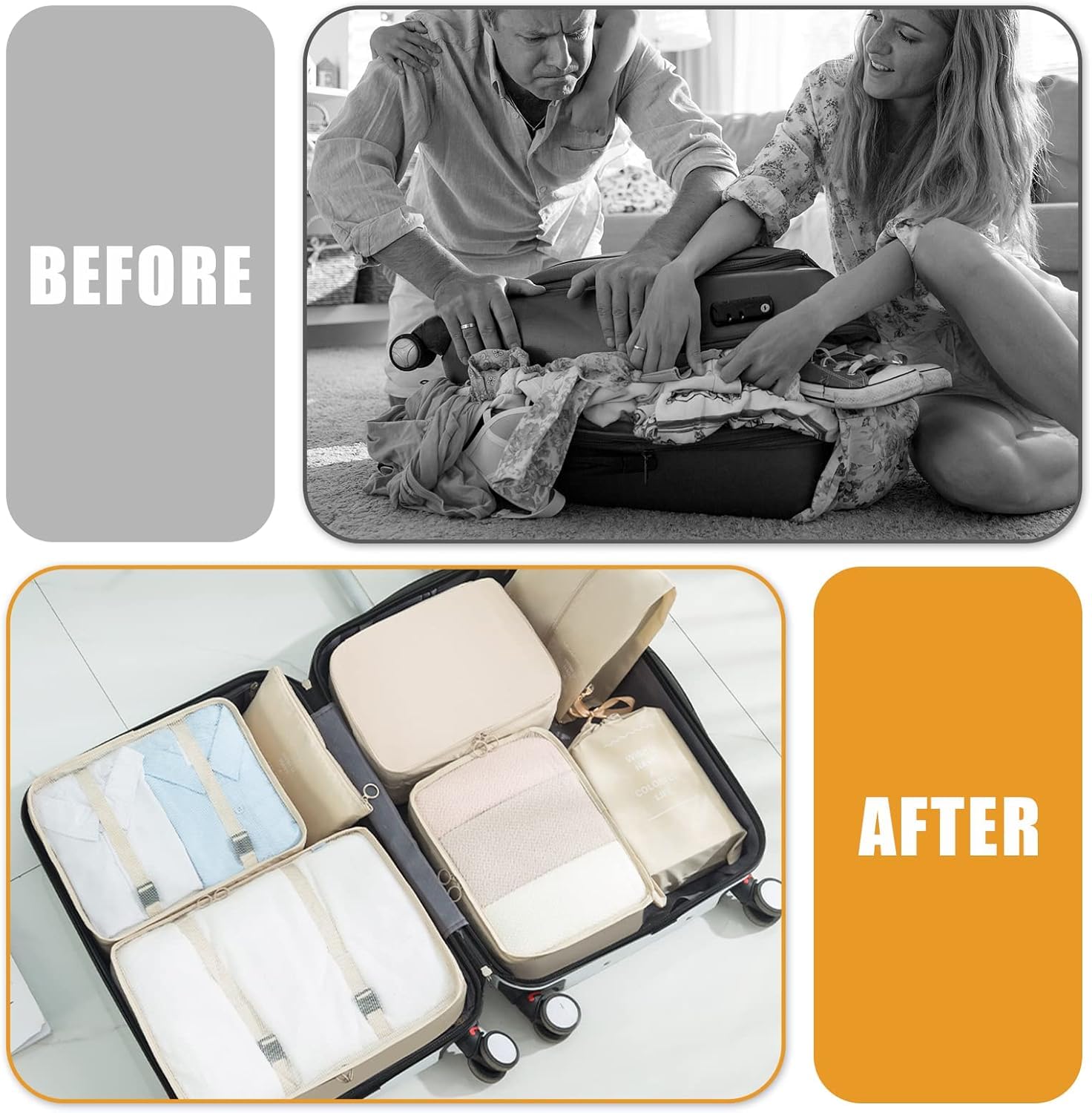 Ucravo Packing Cubes for Suitcases,7 Pcs Travel Luggage Organiser Bags,waterproof Packing Cubes for Backpack Suitcase,travel Essentials Bag Compression Storage Bags,travelling Accessories(grey)